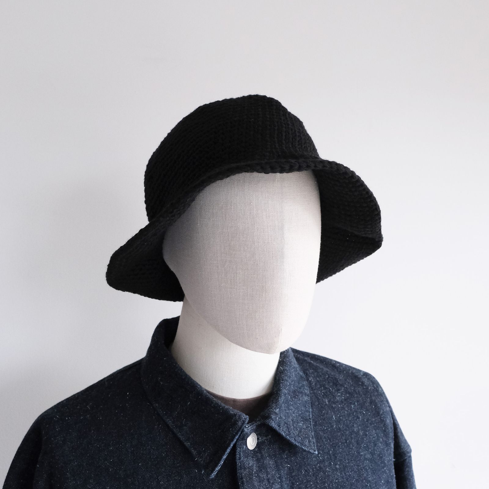 Hand Made Knit Wool Balloon Hat -ハット-（Black / ブラック）
