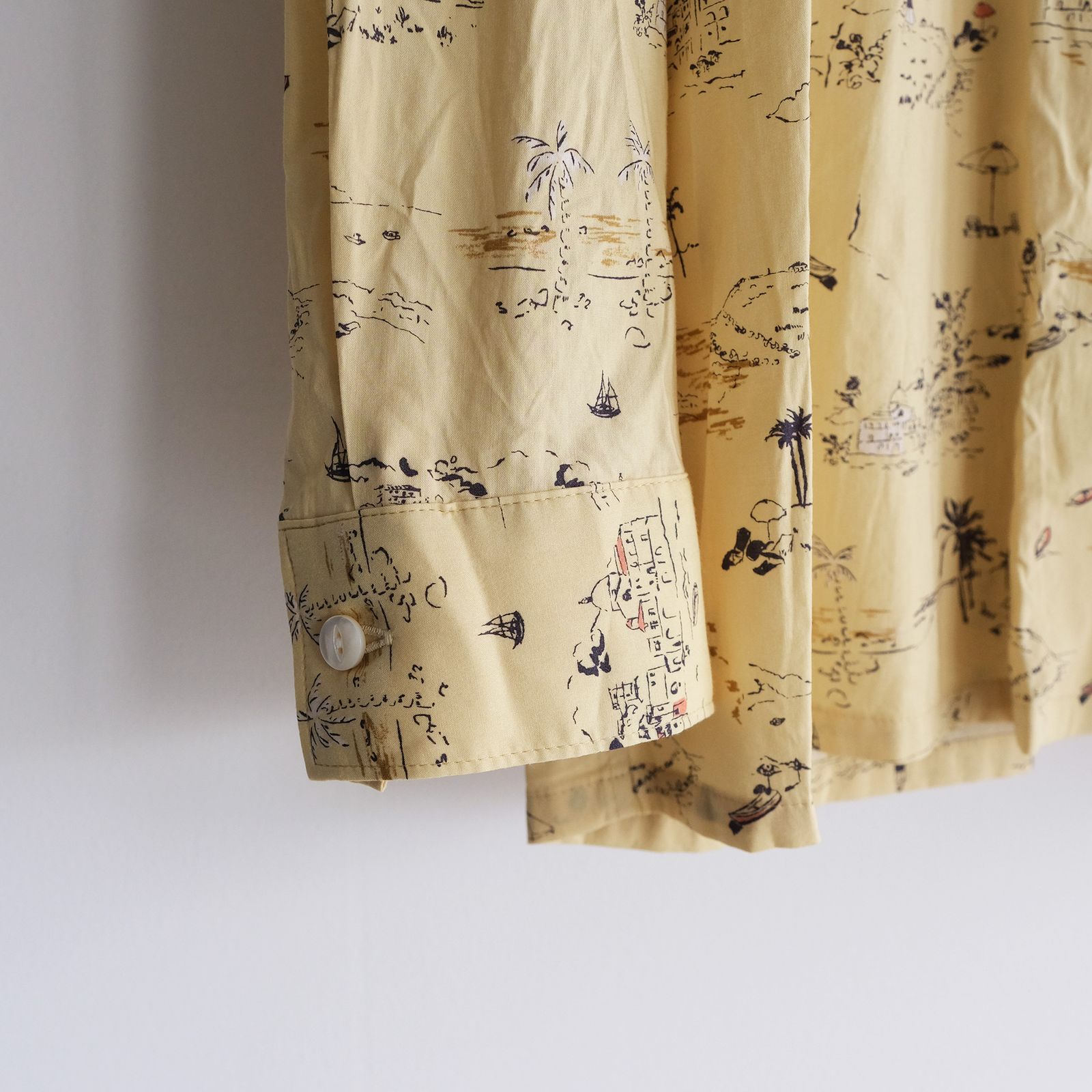 Cotton Rayon - Open Collar L/S Shirts -シャツ-（Yellow / イエロー）