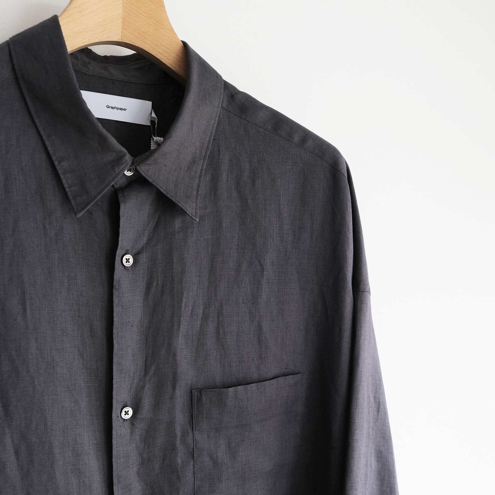 Linen L/S Oversized Regular Collar Shirt -シャツ-（C.Gray / C.グレー）GM262-50039B