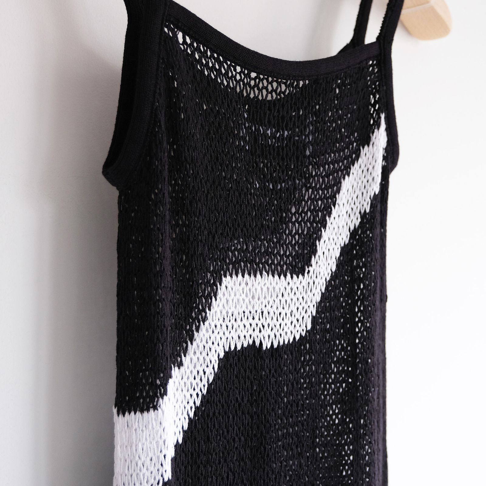 Mesh Knit Slip Dress -ワンピース-（Black / ブラック）