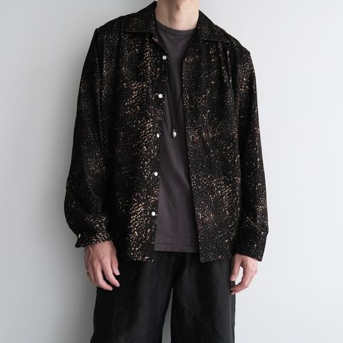 Leopard Flannel Open Collar Shirt -シャツ-（Brown / ブラウン）