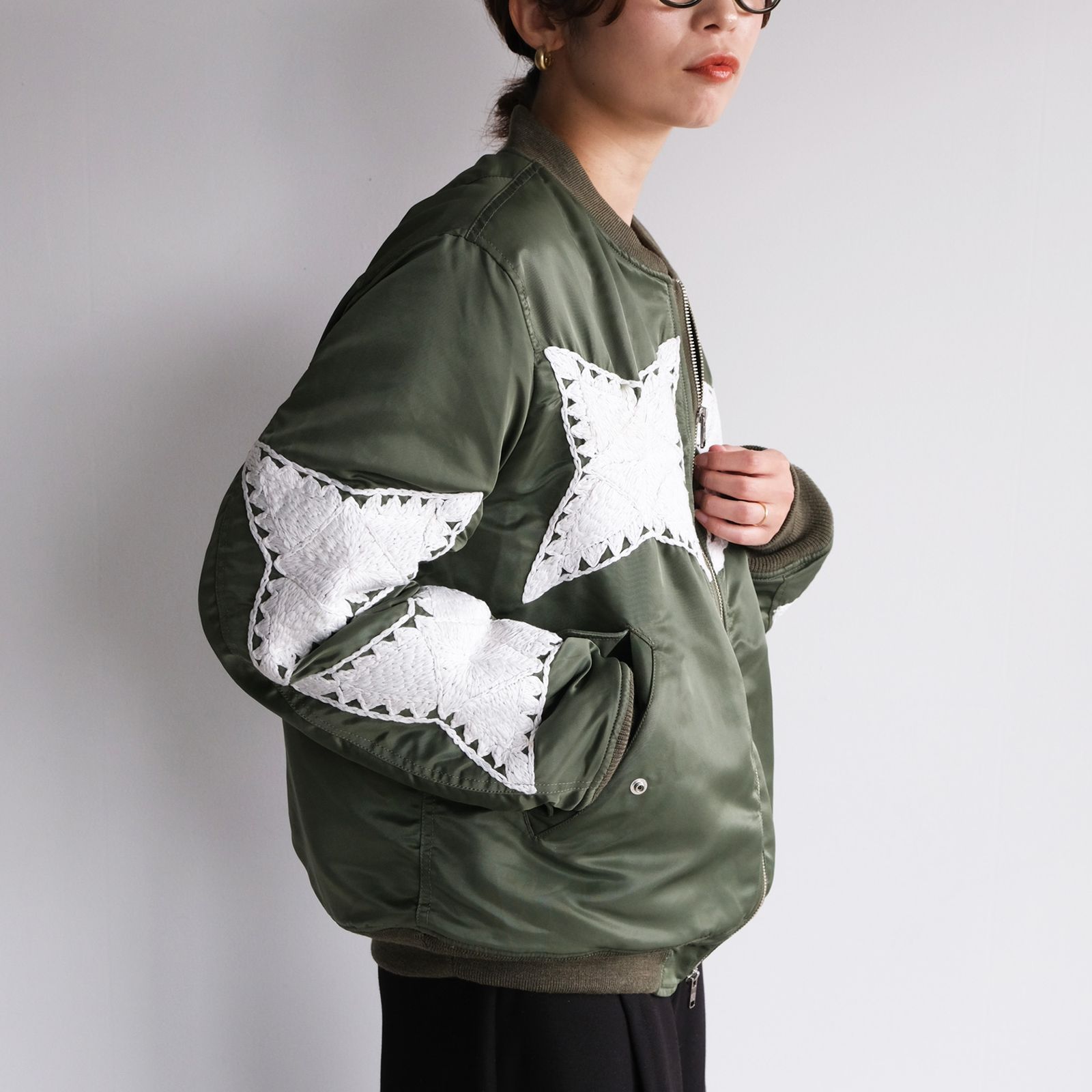 The Craft Hand Embroidery Flight Jacket -ジャケット-（Olive / オリーブ）