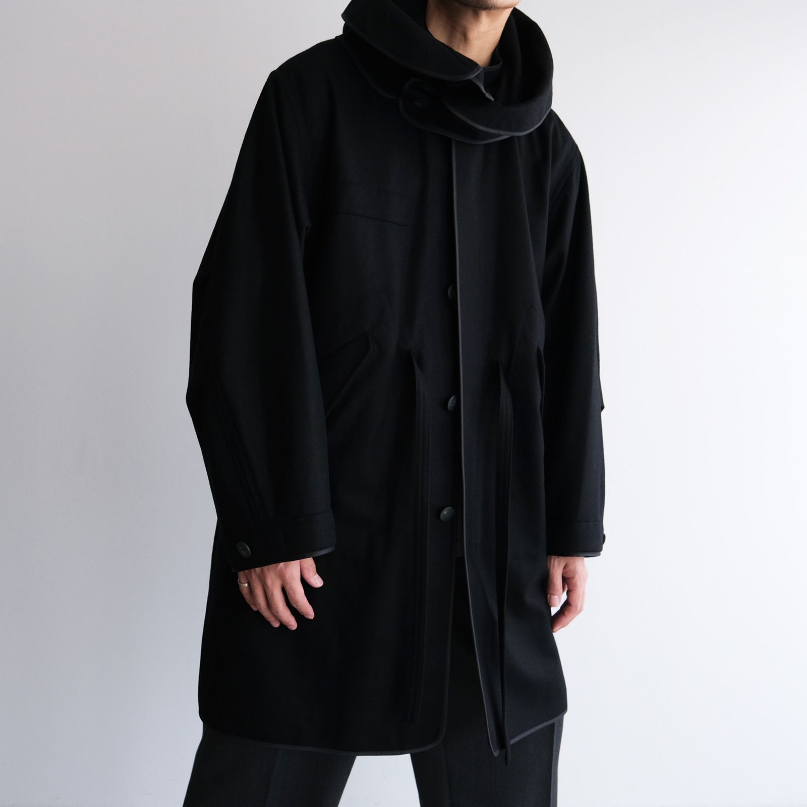 With Piping ：M65 Hoodie Coat -コート-（Black / ブラック）