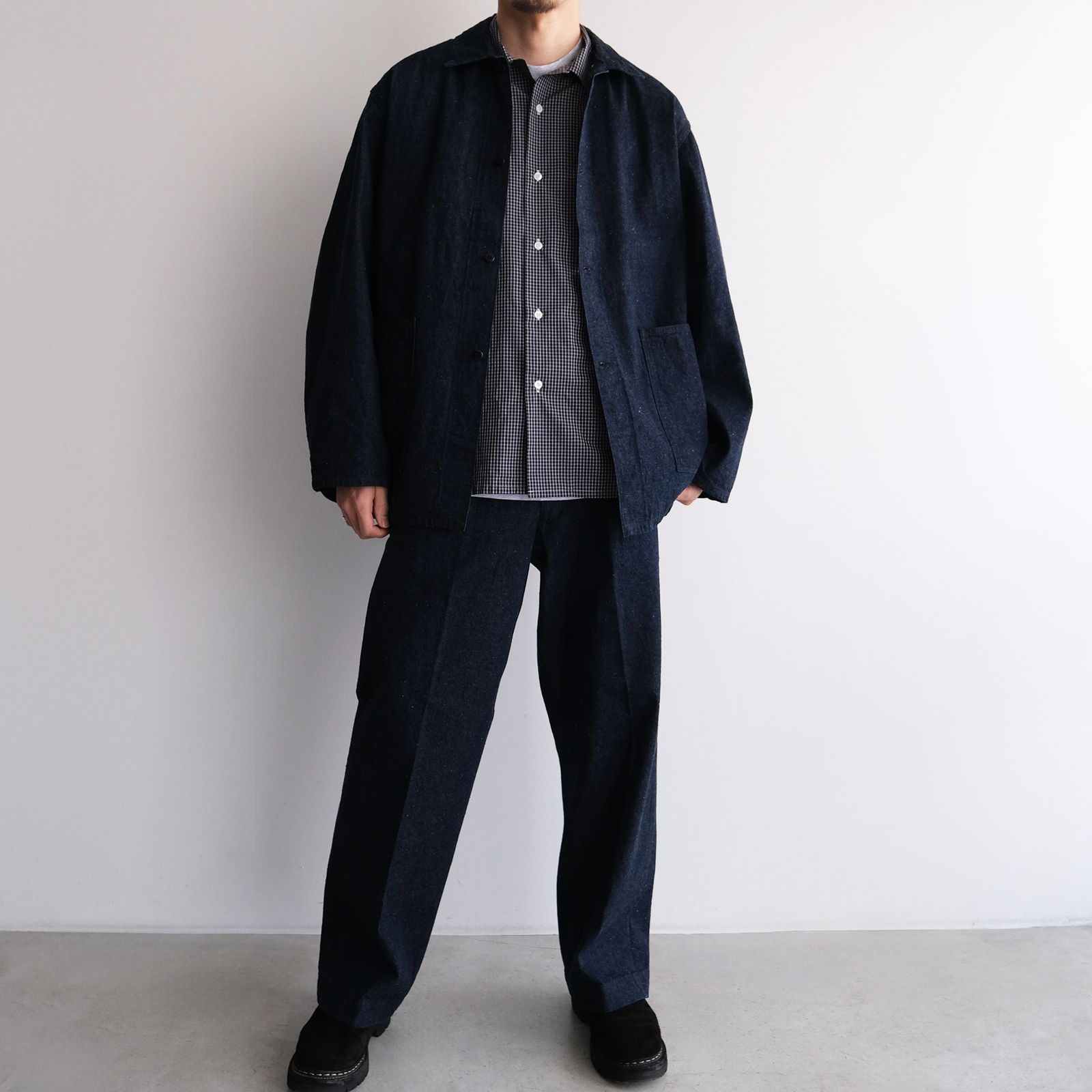 Check Open Collar Shirts -シャツ-（Blue Check / ブルーチェック）