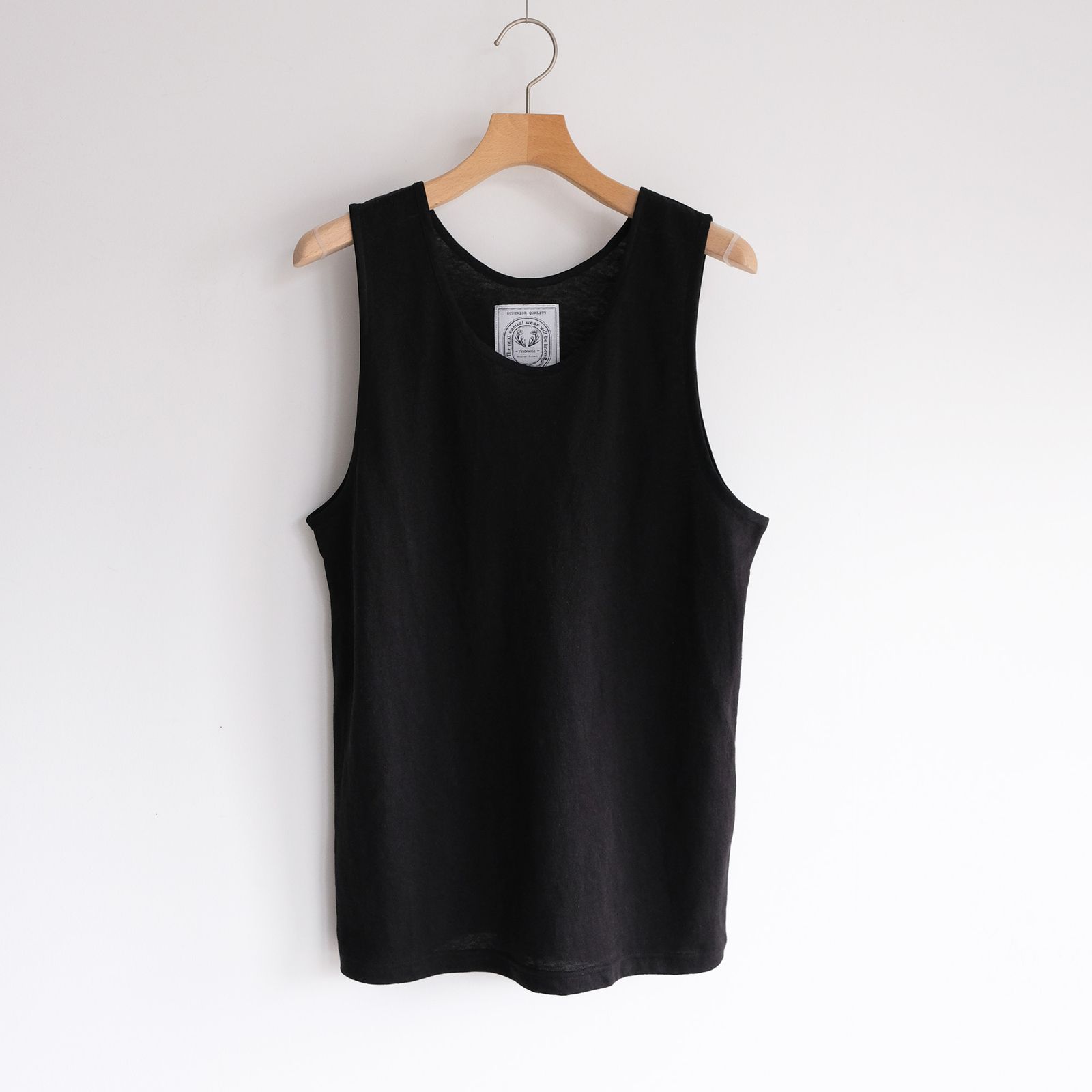 Linen Pique Tank Top -タンクトップ-（Black / ブラック）