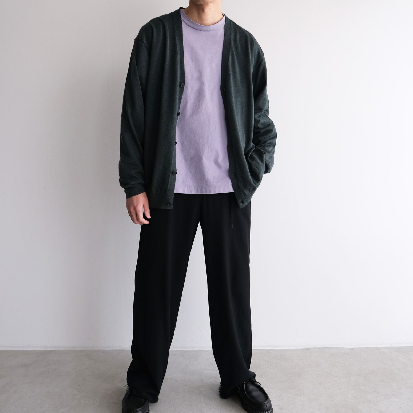 Ramie Cashimere V-Neck Knit Cardigan -ニット-（Green / グリーン）