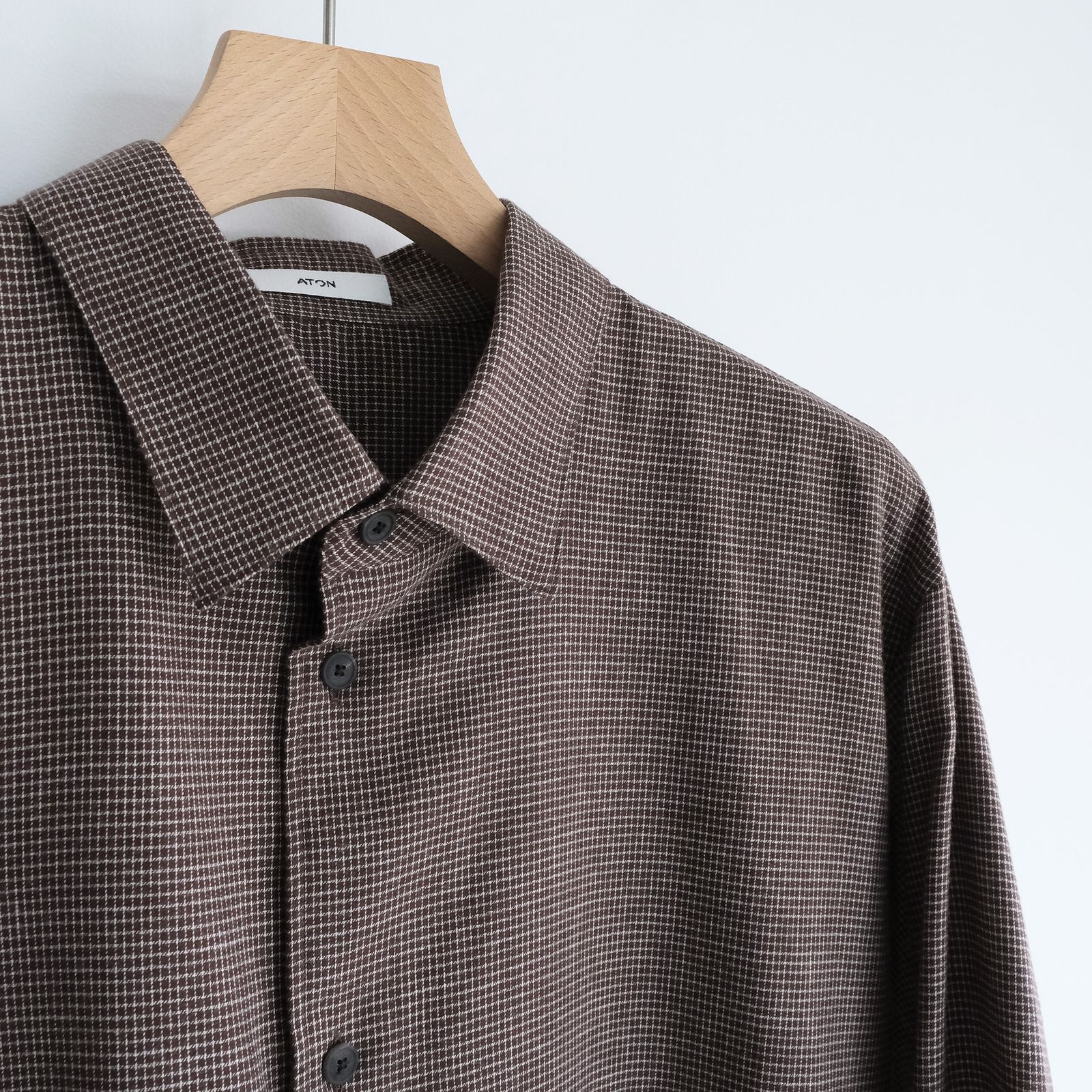 Cotton Yak Viera Loose Fit Shirt -シャツ-（Brown Check / ブラウンチェック）