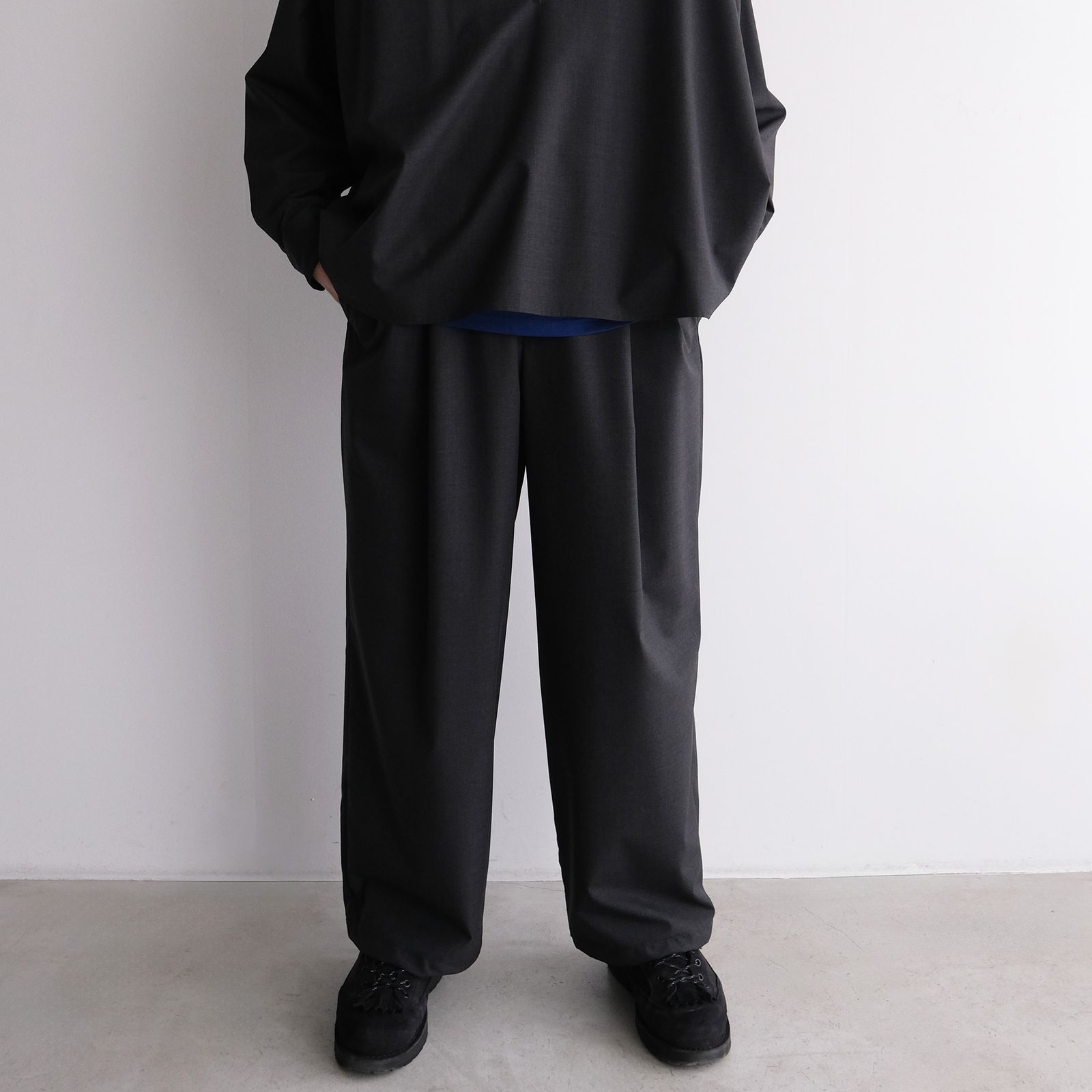 Fine Wool Heather Drawstring Track Pants -パンツ-（Charcoal / チャコール）GM261-40322