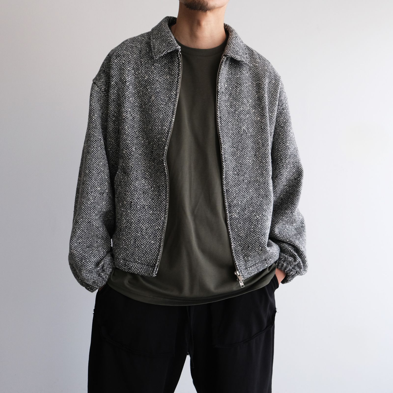 Tweed Zip Front Blouson -ブルゾン-（Black / ブラック）