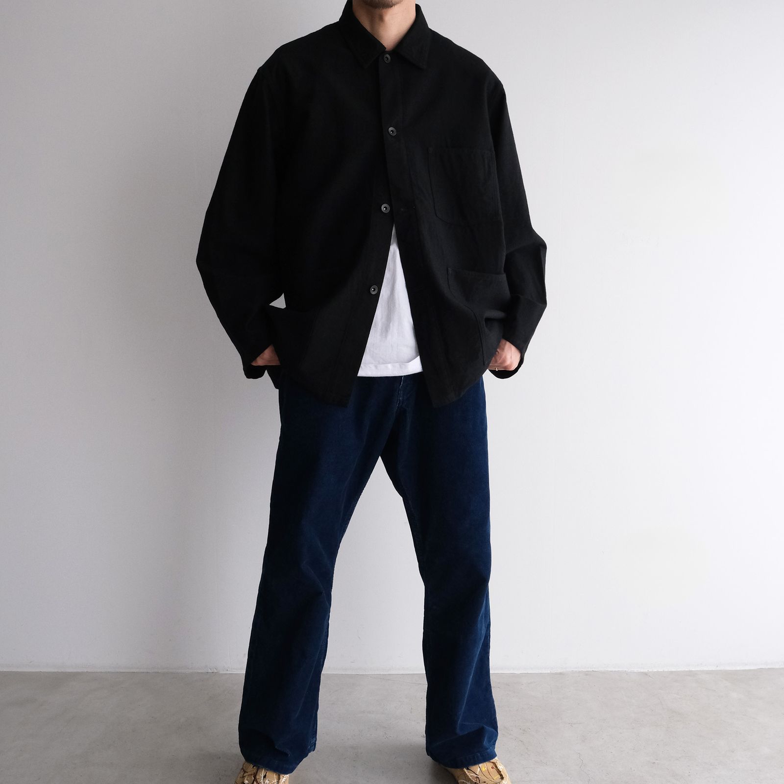 Wool Cotton Moleskin Jacket -ブルゾン-（Black / ブラック）