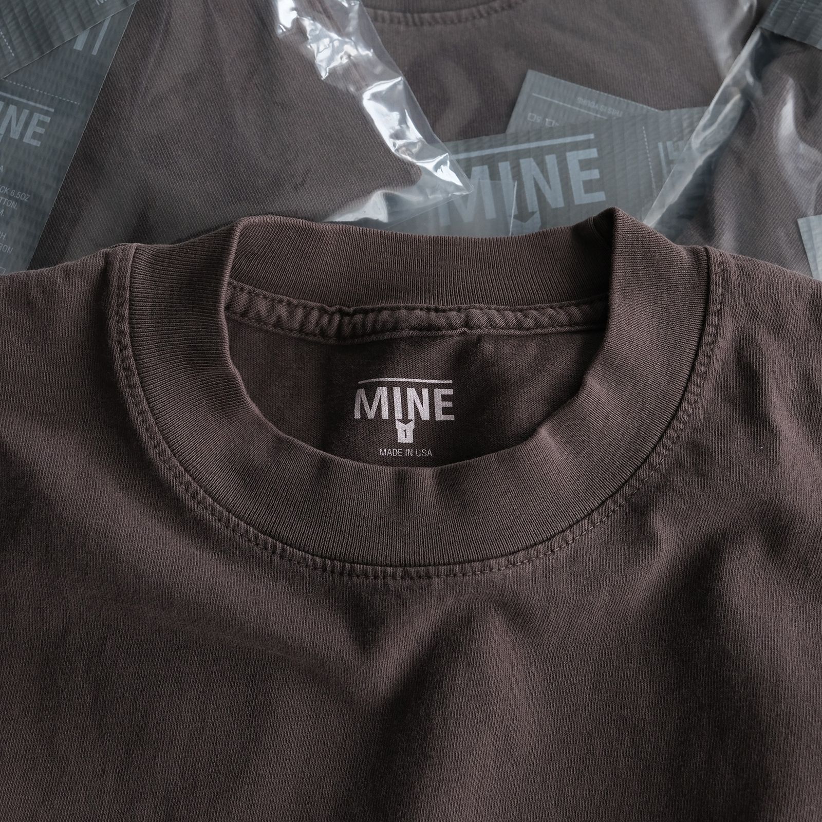 MINE Duct Tape T-Shirt / White Label STACK STORE 10th Anniversary Limited Color -Tシャツ-（PD Brown / ピグメントダイ ブラウン）