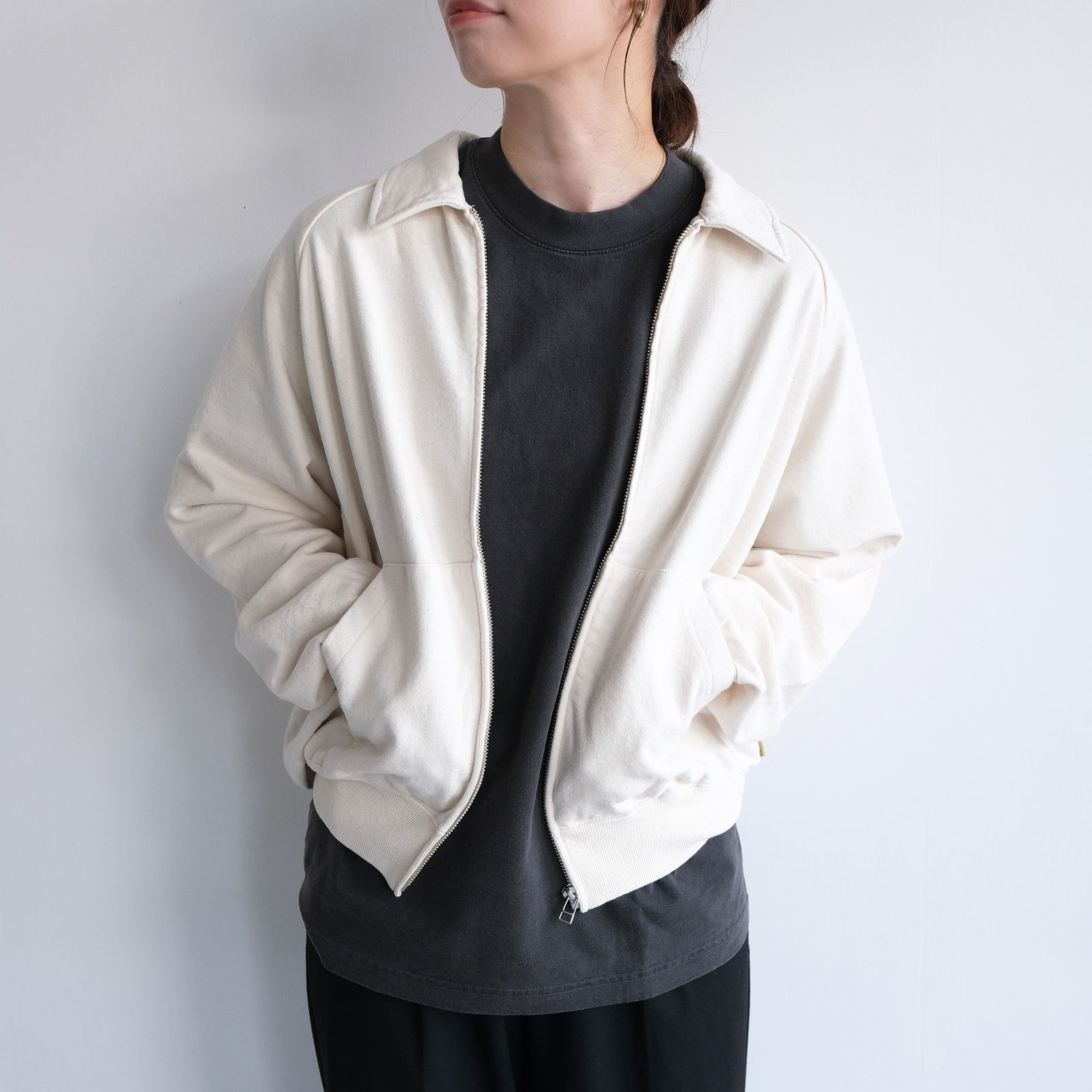 Phatee Hemp Zip Up Sweat -スウェット-（White / ホワイト）