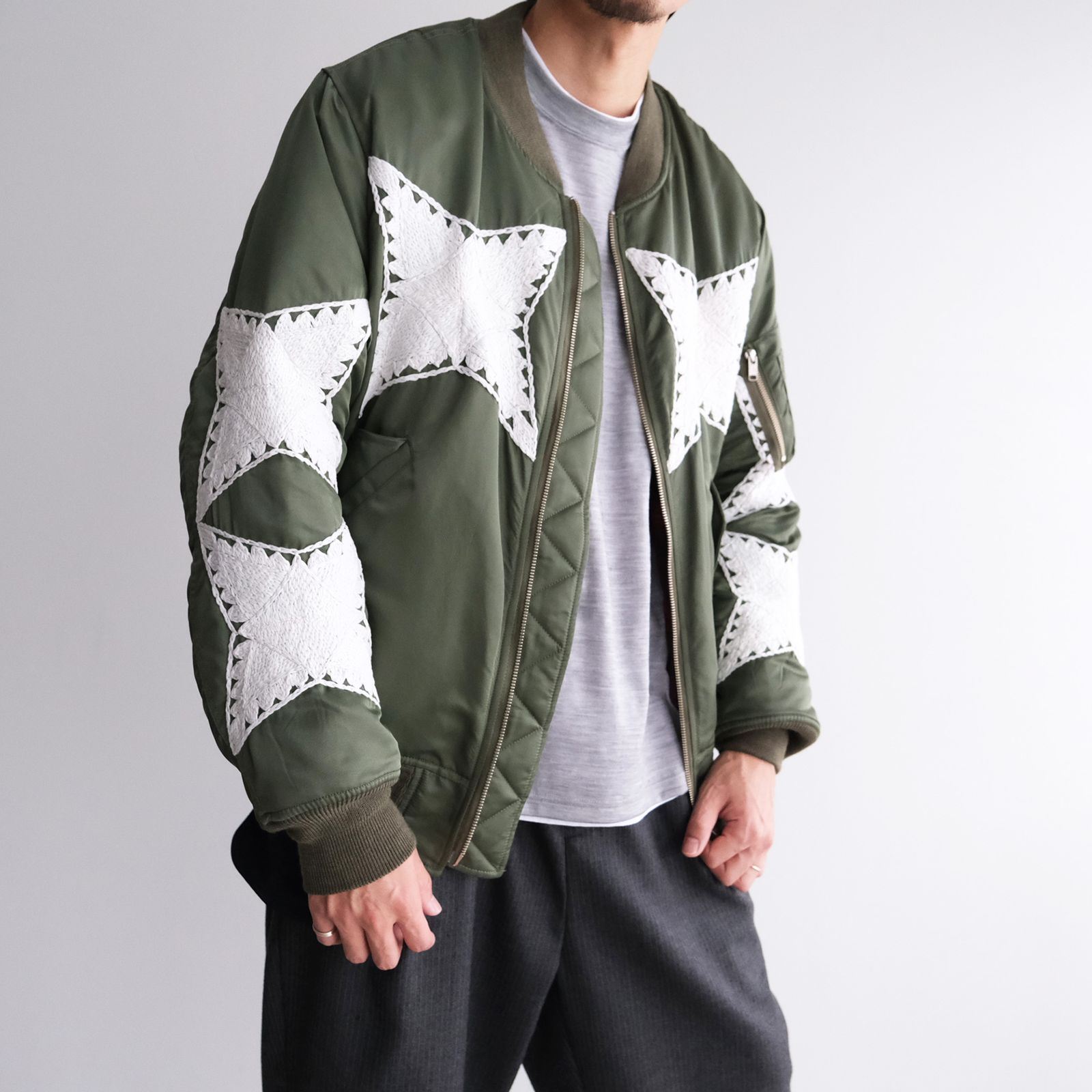 The Craft Hand Embroidery Flight Jacket -ジャケット-（Olive / オリーブ）