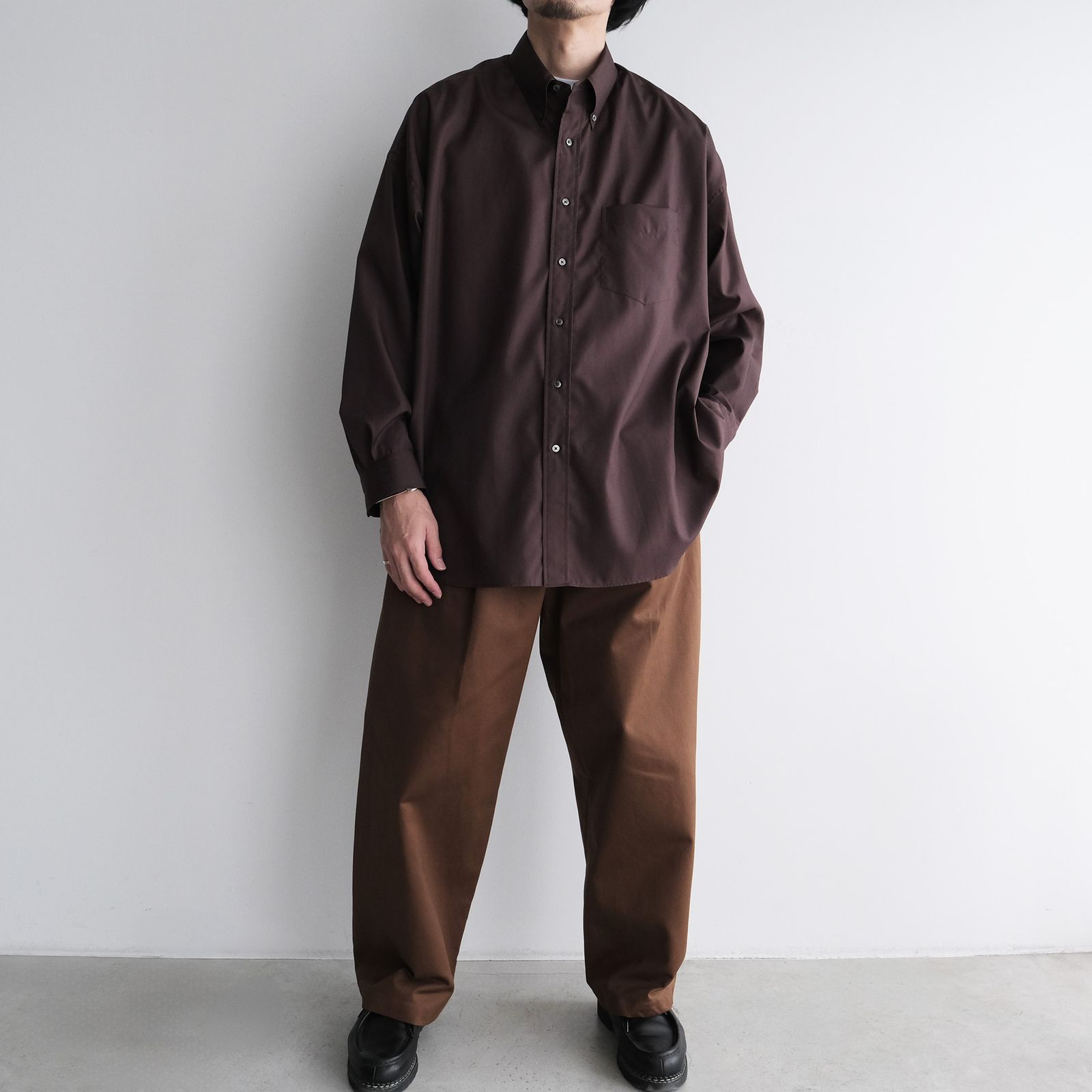 Easy Care Poplin L/S Oversized B.D Shirt -シャツ-（Brown / ブラウン）GM263-50620