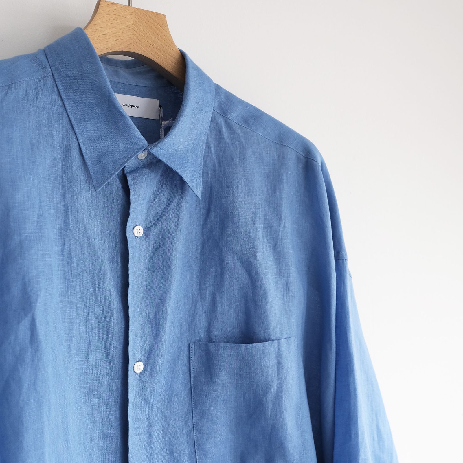 Linen L/S Oversized Regular Collar Shirt -シャツ-（Blue / ブルー）GM262-50039B