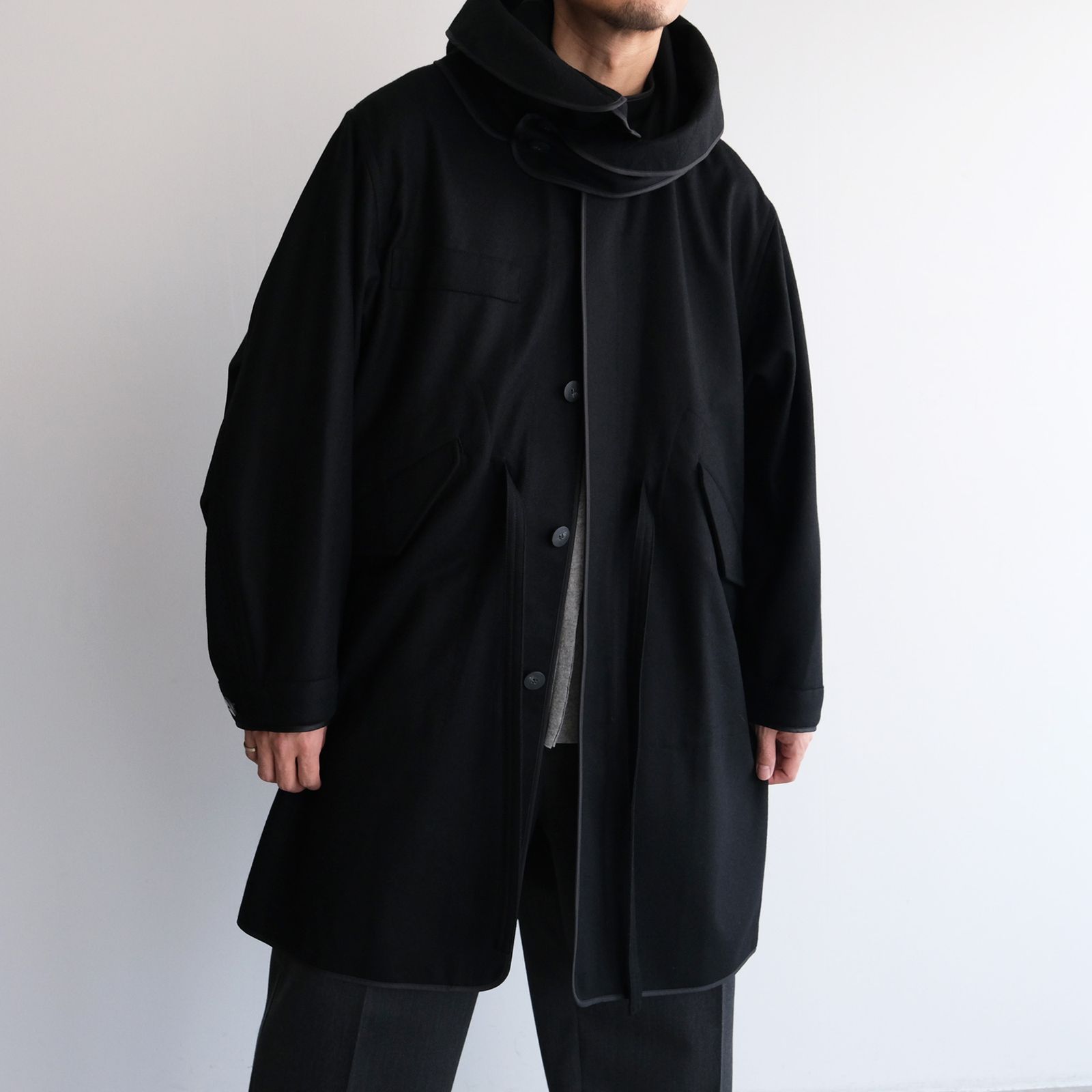 With Piping ：M65 Hoodie Coat -コート-（Black / ブラック）
