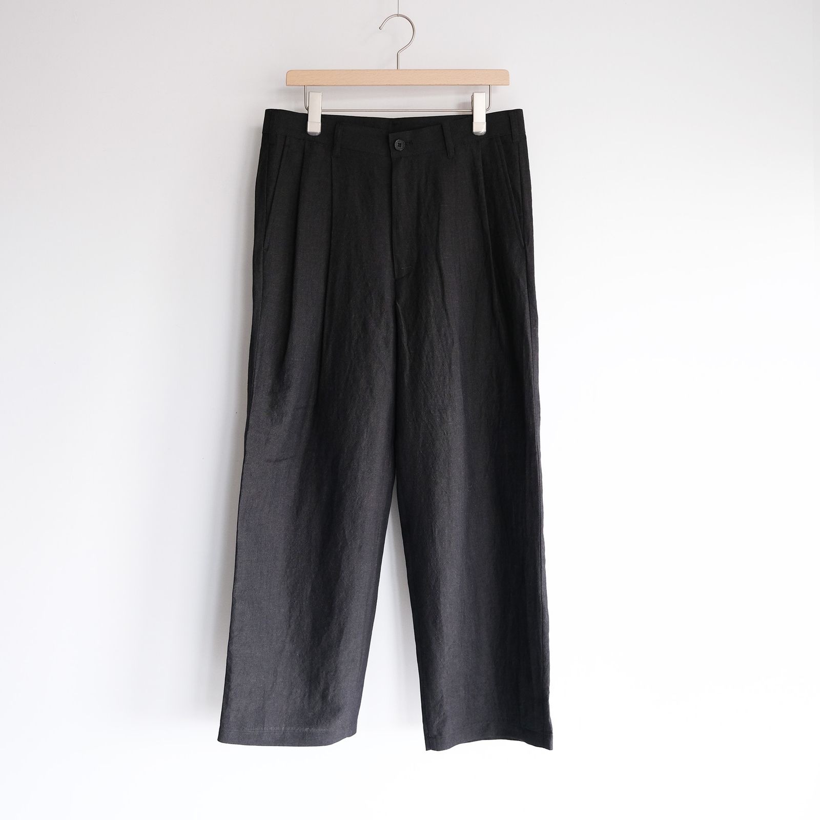 Wool Linen 2Tuck Trousers -パンツ-（Charcoal / チャコール）