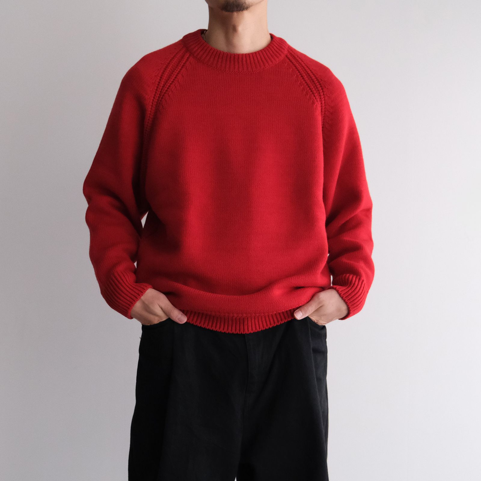 5 Gauge Raglan Jumper -ニット-（Red / レッド）
