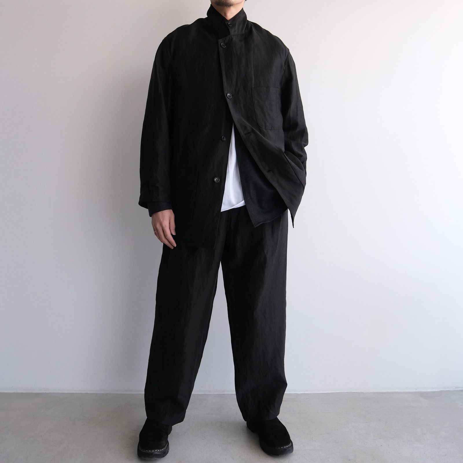 Linen Cupro Back Satin Work Jacket -ジャケット-（Black / ブラック）GM261-20370
