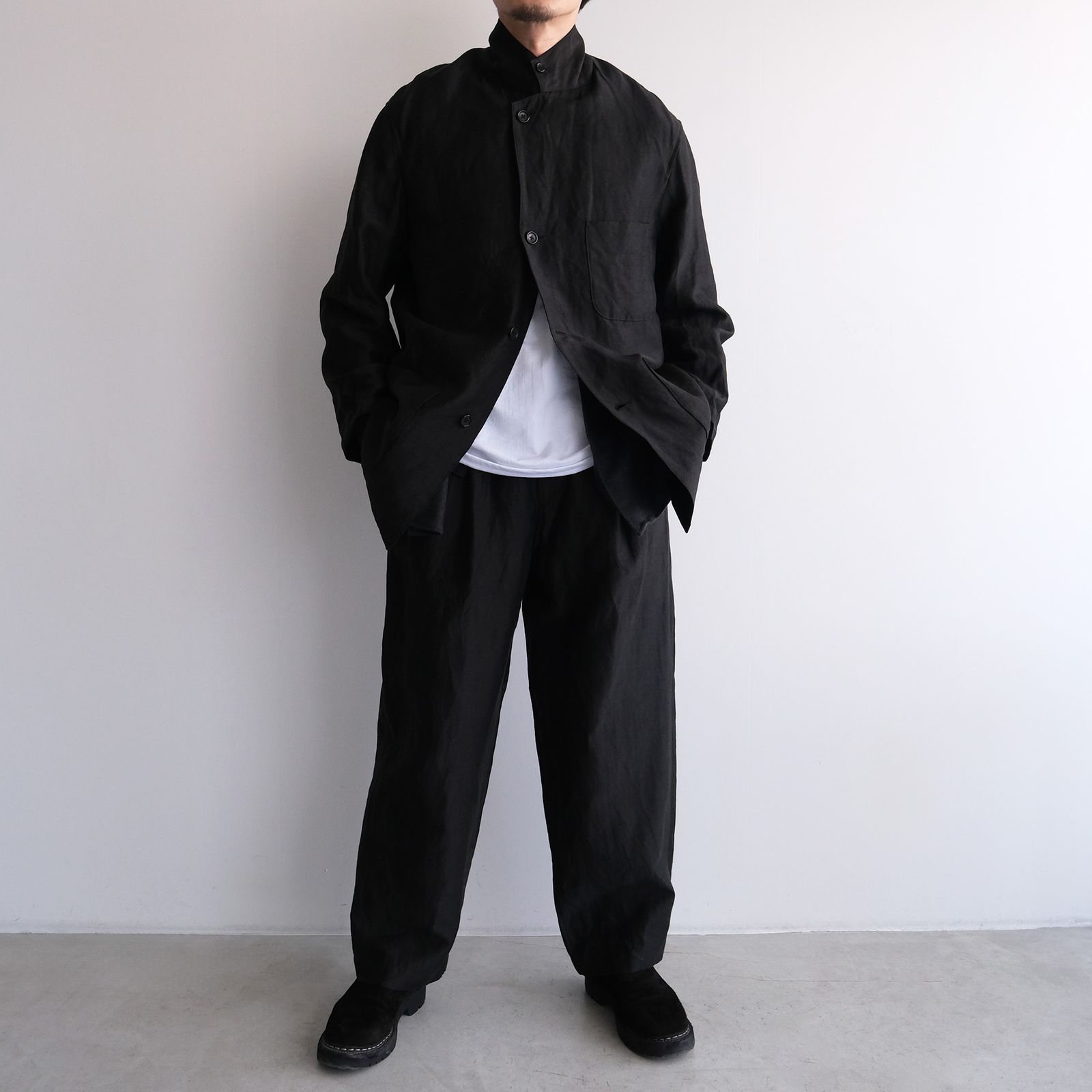 Linen Cupro Back Satin Work Jacket -ジャケット-（Black / ブラック）GM261-20370