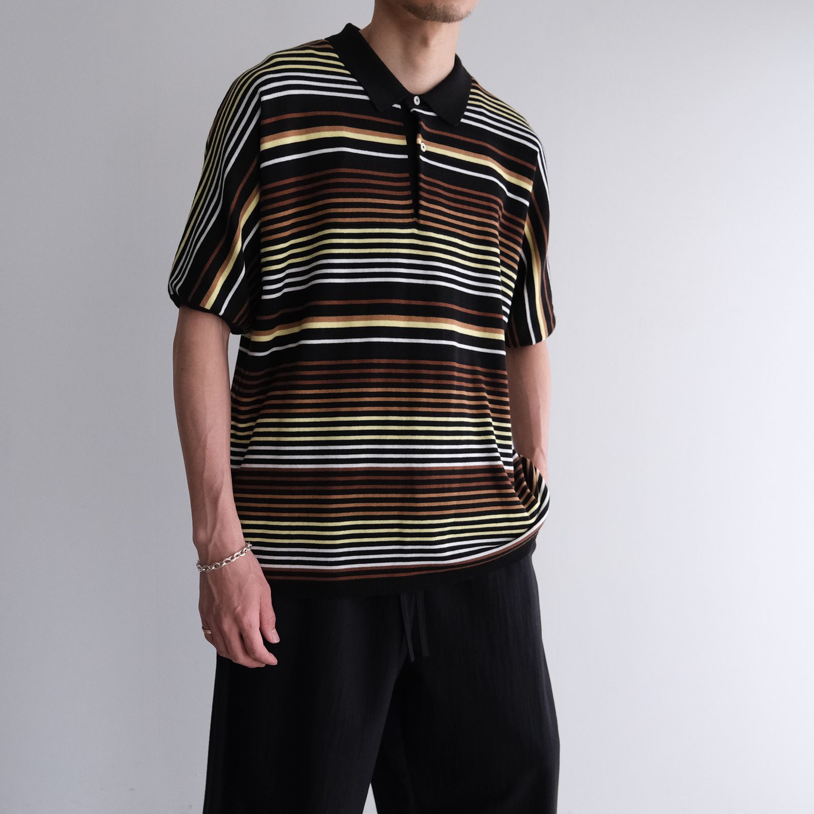 Gradation Stripe Polo -ポロシャツ-（Brown / ブラウン）