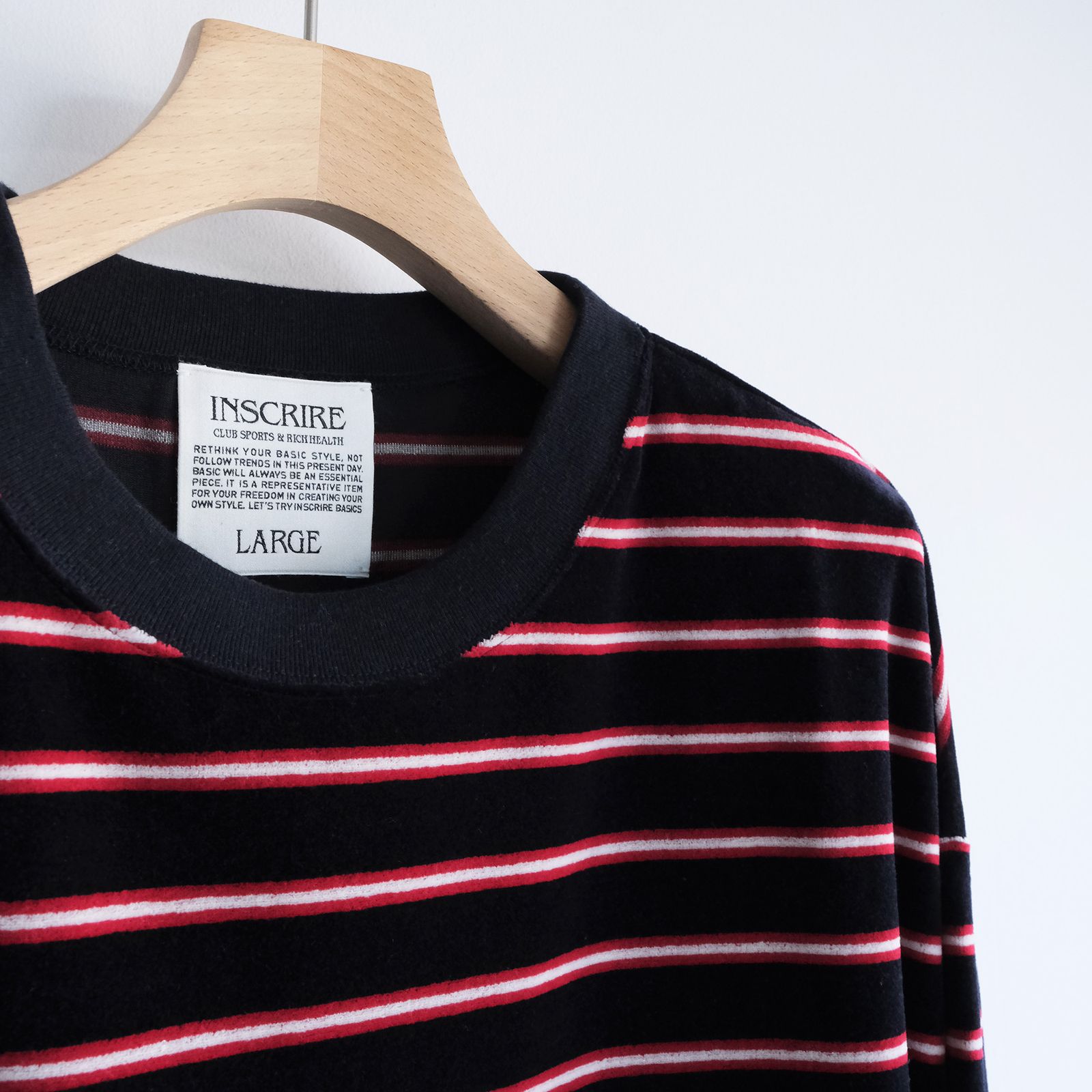 Velvet Border Long Sleeve Tee -Tシャツ-（Navy×Red / ネイビー×レッド）