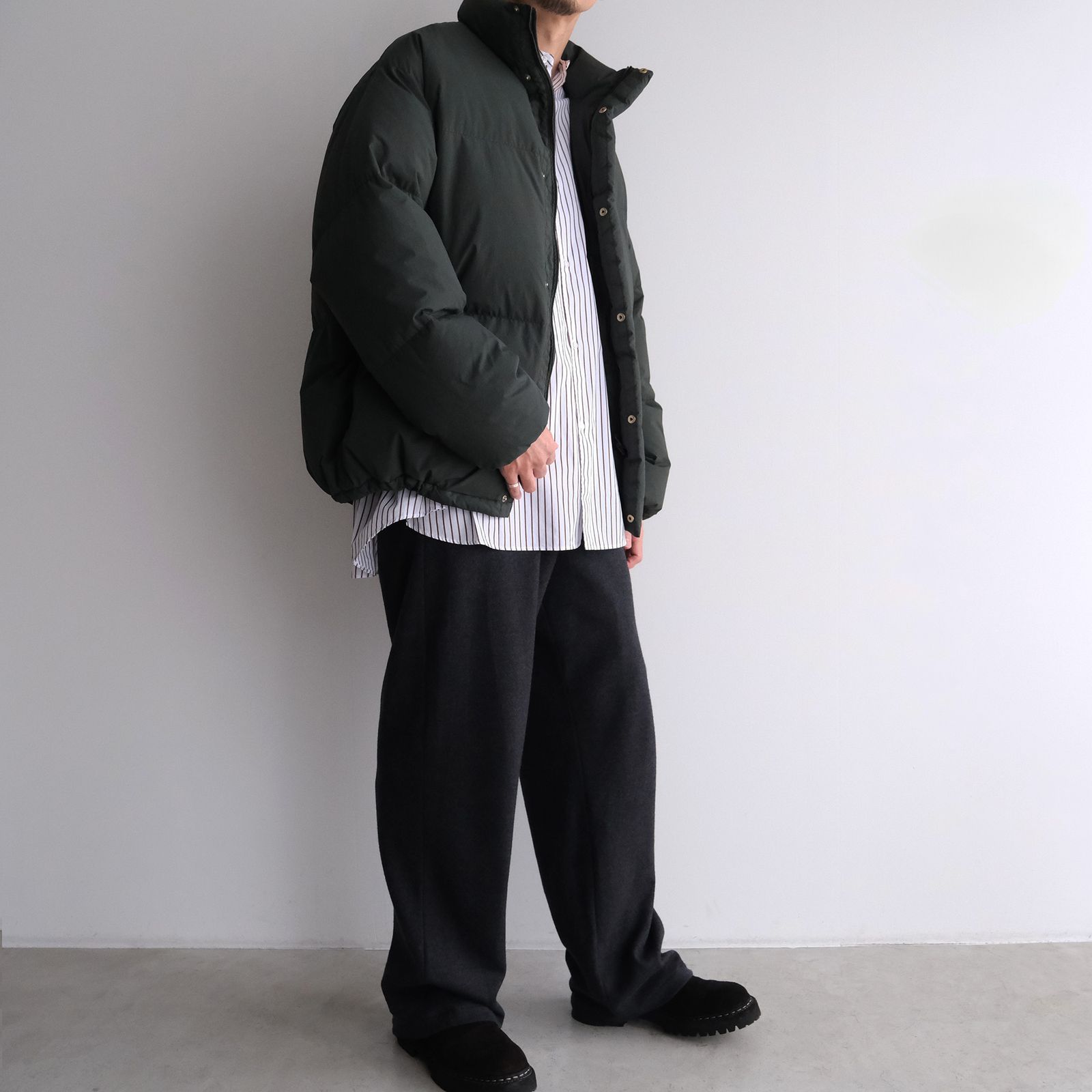 Sidogras Stripe L/S Oversized Band Collar Shirt -ストライプシャツ-（White / ホワイト）GM254-50025STB