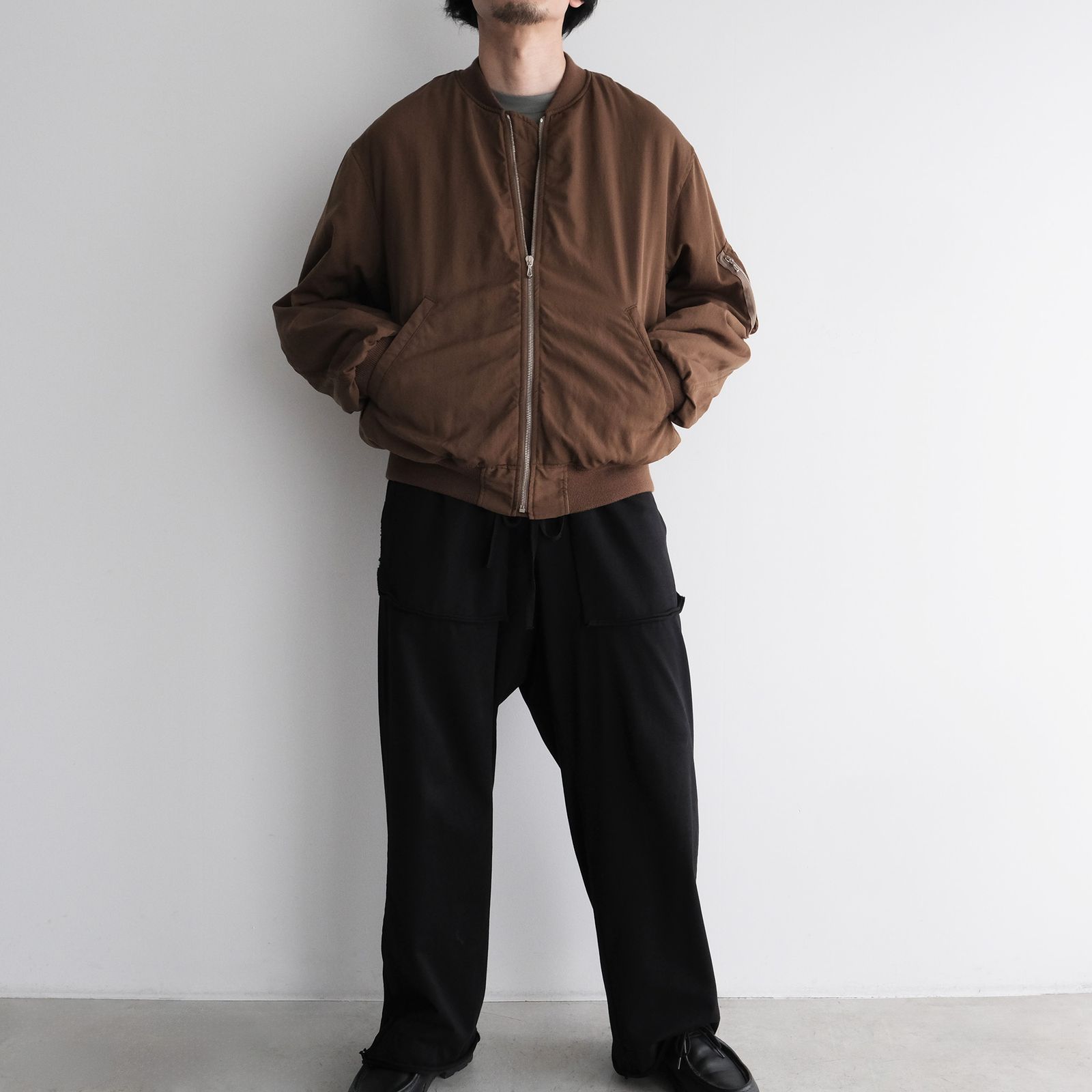 Fulled Wool Twill Flight Jacket -ジャケット-（Brown / ブラウン）GU263-30411