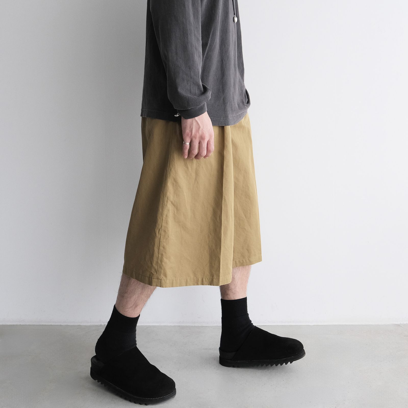 Cotton Wsher Half Pants -ショーツ-（Beige / ベージュ）