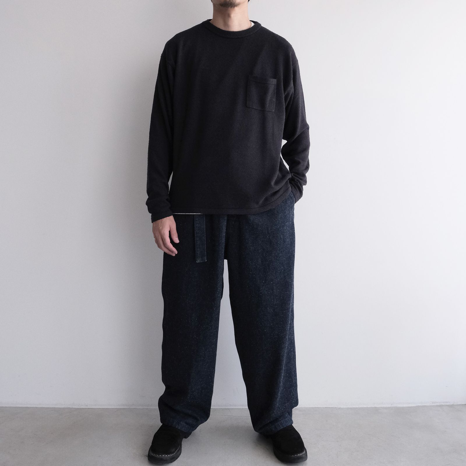 Silk Knit L/S Crew Neck -ニット-（Dark Navy / ダークネイビー）