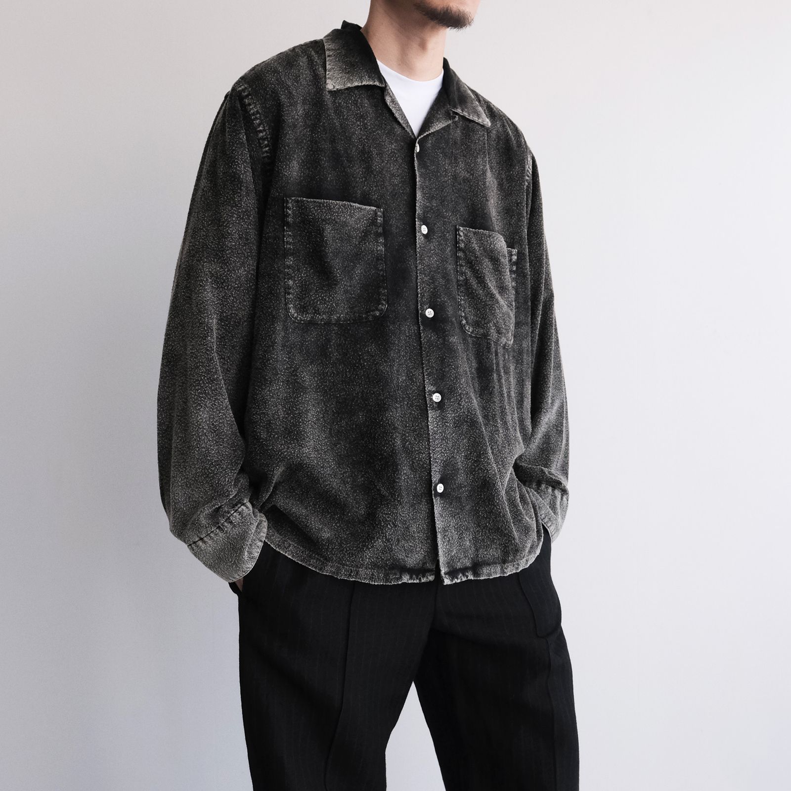 Hand Dye Flannel Shirt -シャツ-（Black / ブラック）