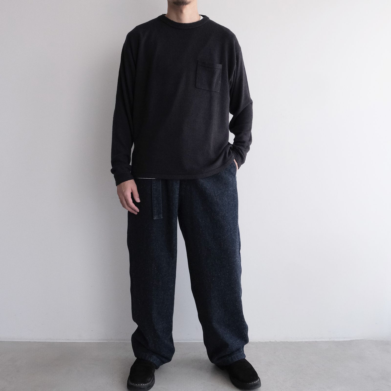 Silk Knit L/S Crew Neck -ニット-（Dark Navy / ダークネイビー）