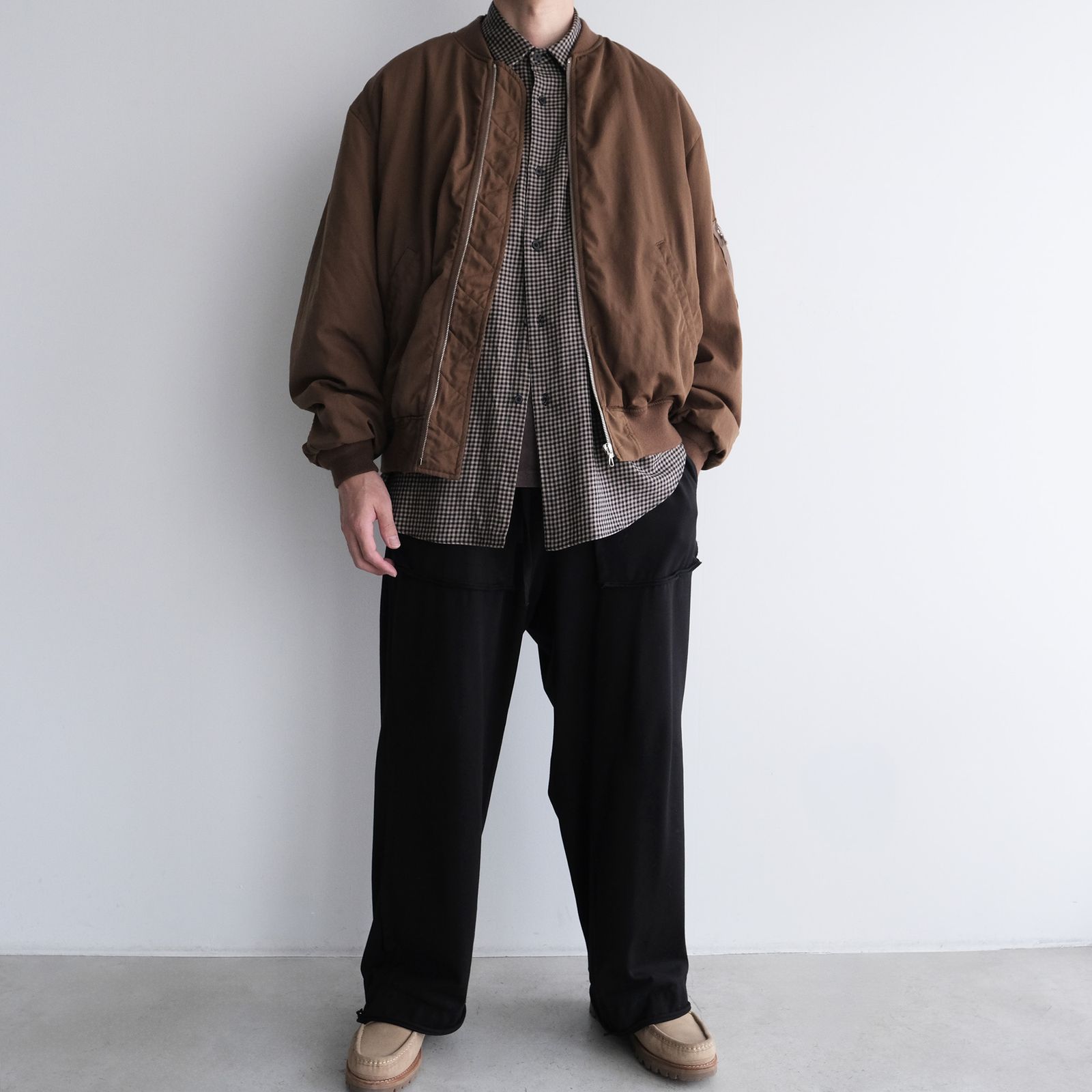 Cotton Wool Check Shirts -シャツ-（B×B Check / ベージュブラックチェック）