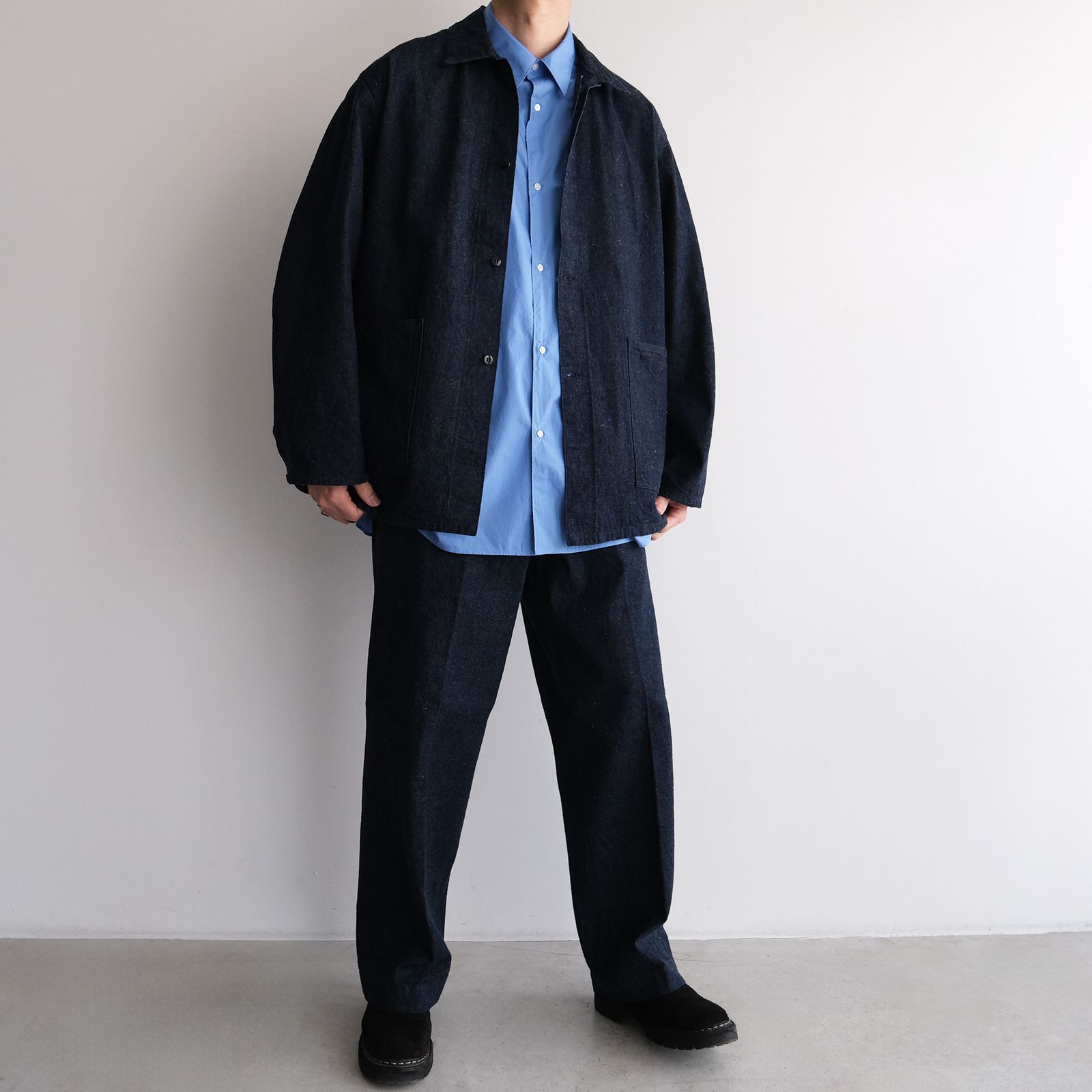 Broad L/S Oversized Regular Collar Shirt -シャツ-（Blue / ブルー）GM261-50001B