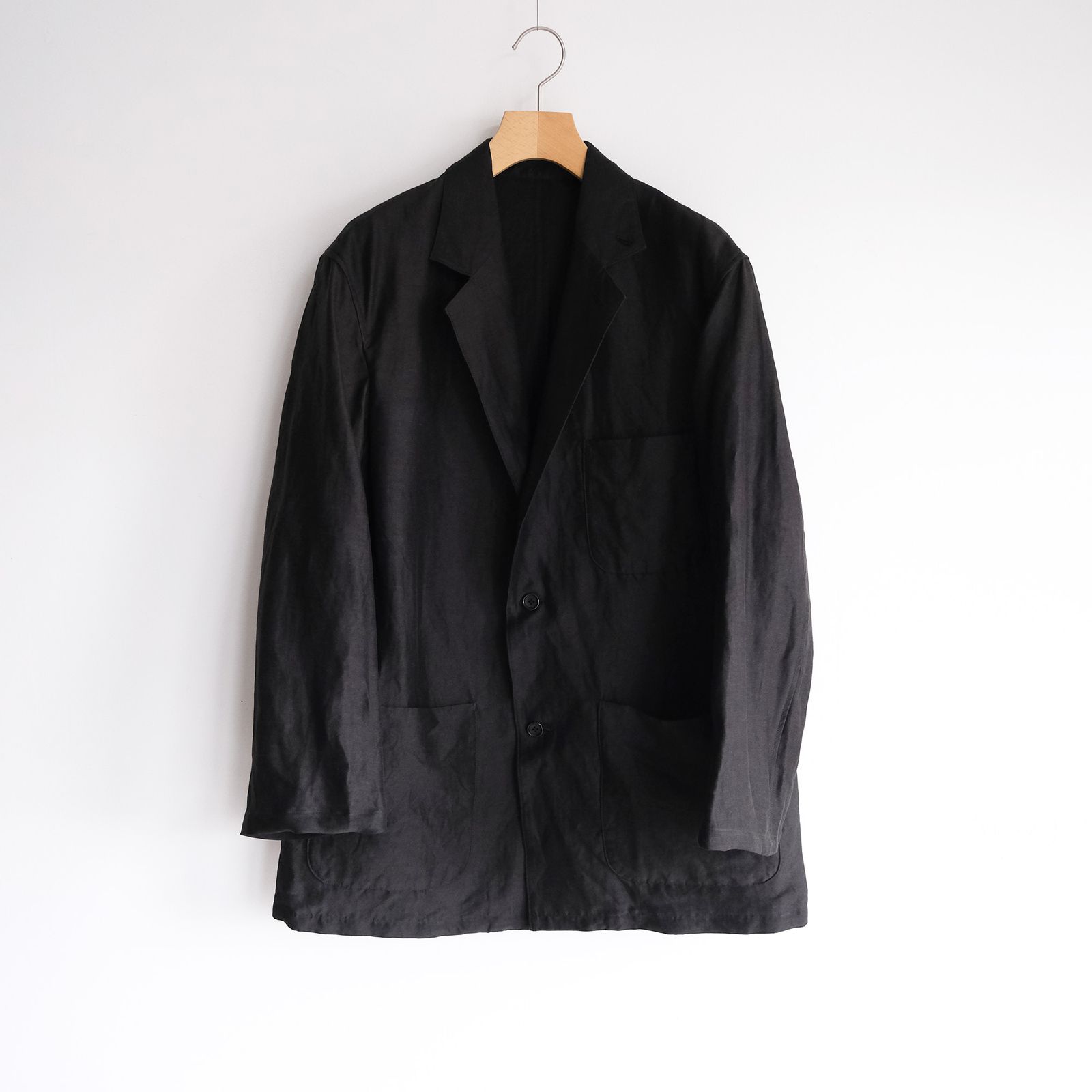 Linen Cupro Back Satin Work Jacket -ジャケット-（Black / ブラック）GM261-20370