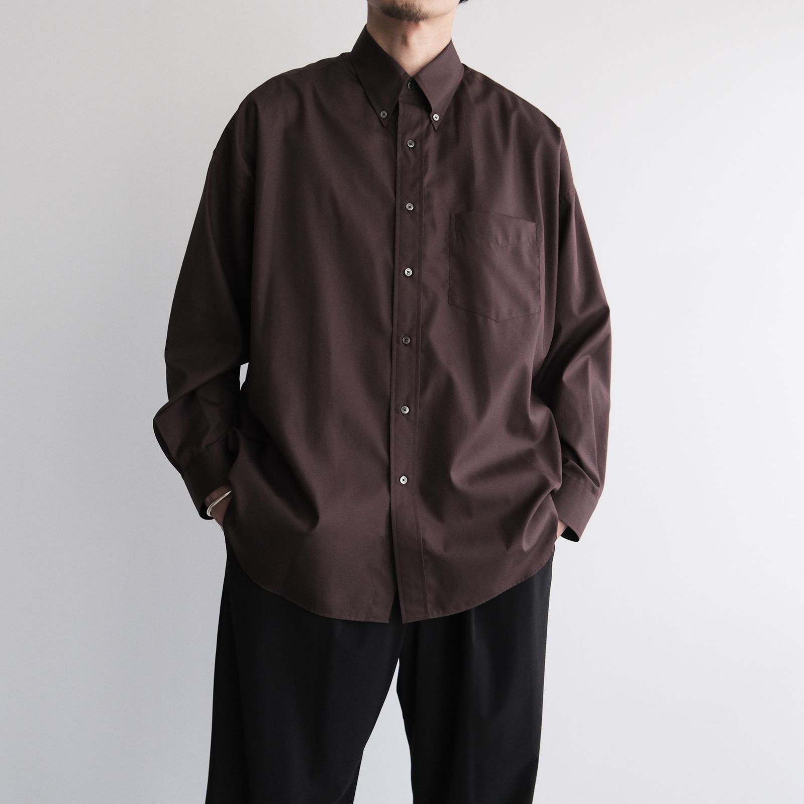 Easy Care Poplin L/S Oversized B.D Shirt -シャツ-（Brown / ブラウン）GM263-50620