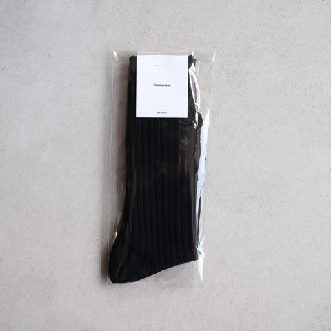 Graphpaper Rib Socks -ソックス-（Black / ブラック）GU261-90291B