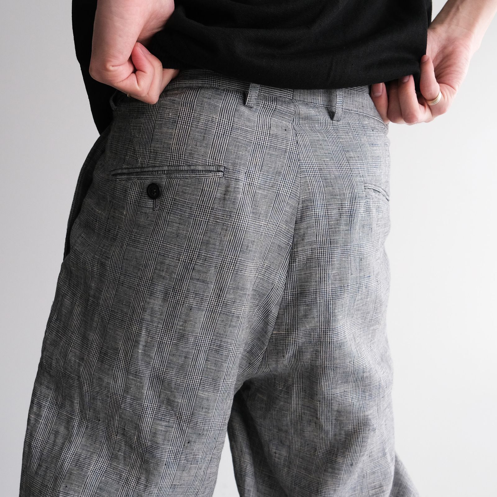 Linen-1 Tuck Pantst -パンツ-（G.Plaid / グレンチェック）