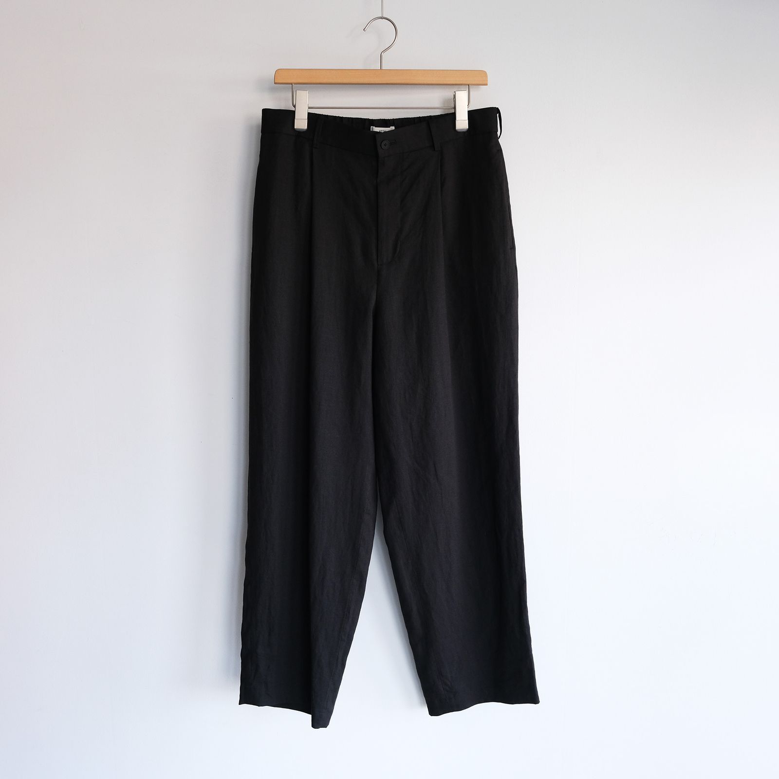Silk Linen Mixing Loose Fit Pants -スラックス-（Black / ブラック）