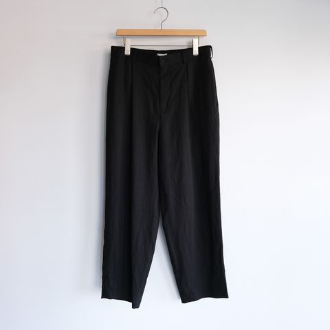Silk Linen Mixing Loose Fit Pants -スラックス-（Black / ブラック）