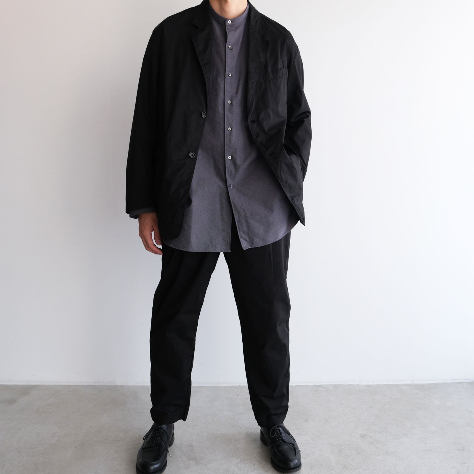Garment Dyed Typewriter Oversized Slacks -スラックス-（Black / ブラック）