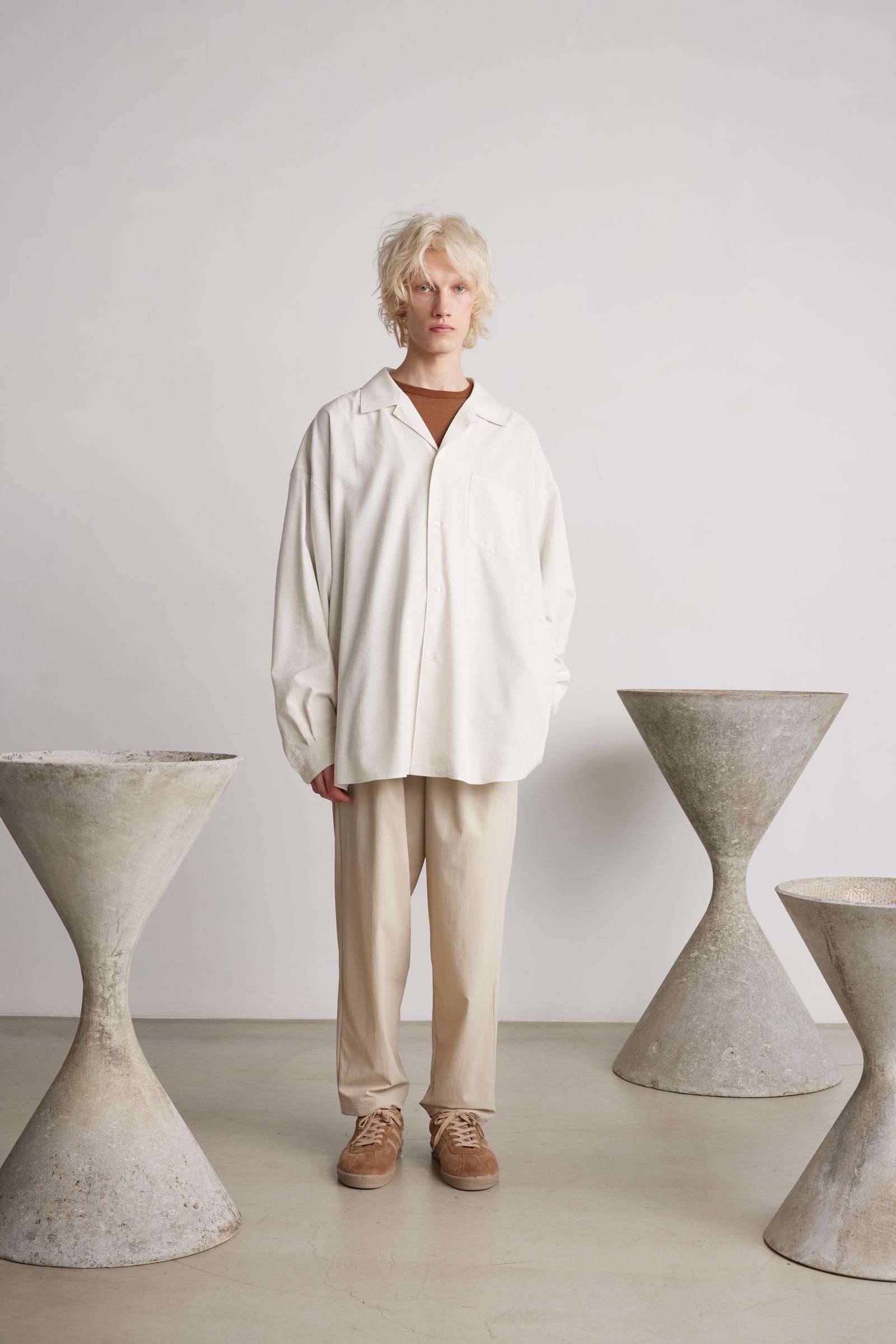 Silk Noil Viscose Sleeping Shirt -シャツ-（Ecru / エクリュ）