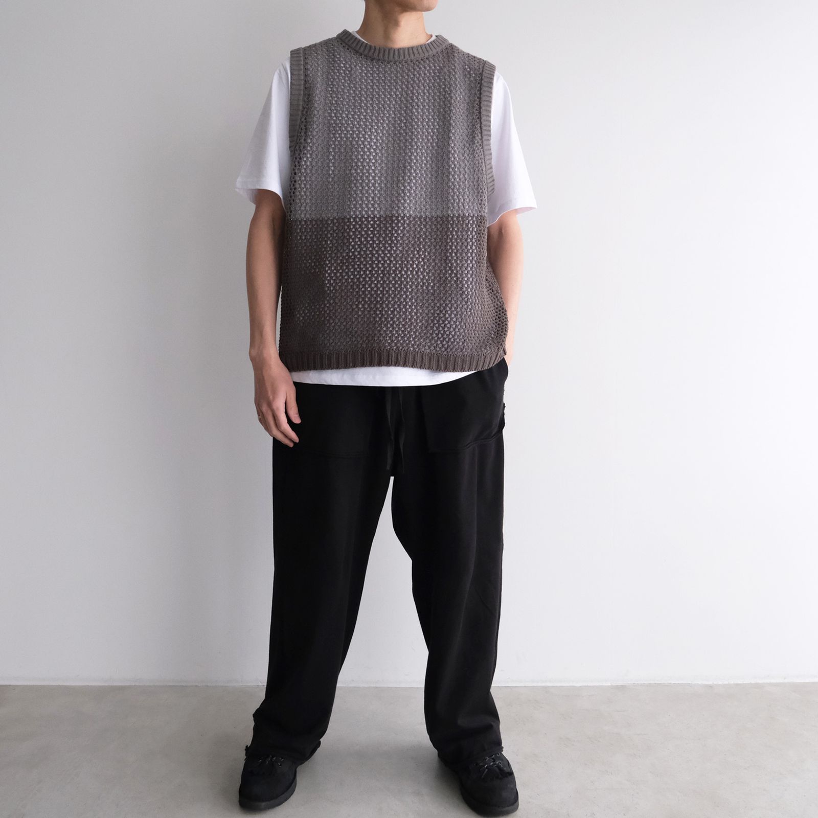 Mesh Knit Vest - ベスト -（Gray / グレー）