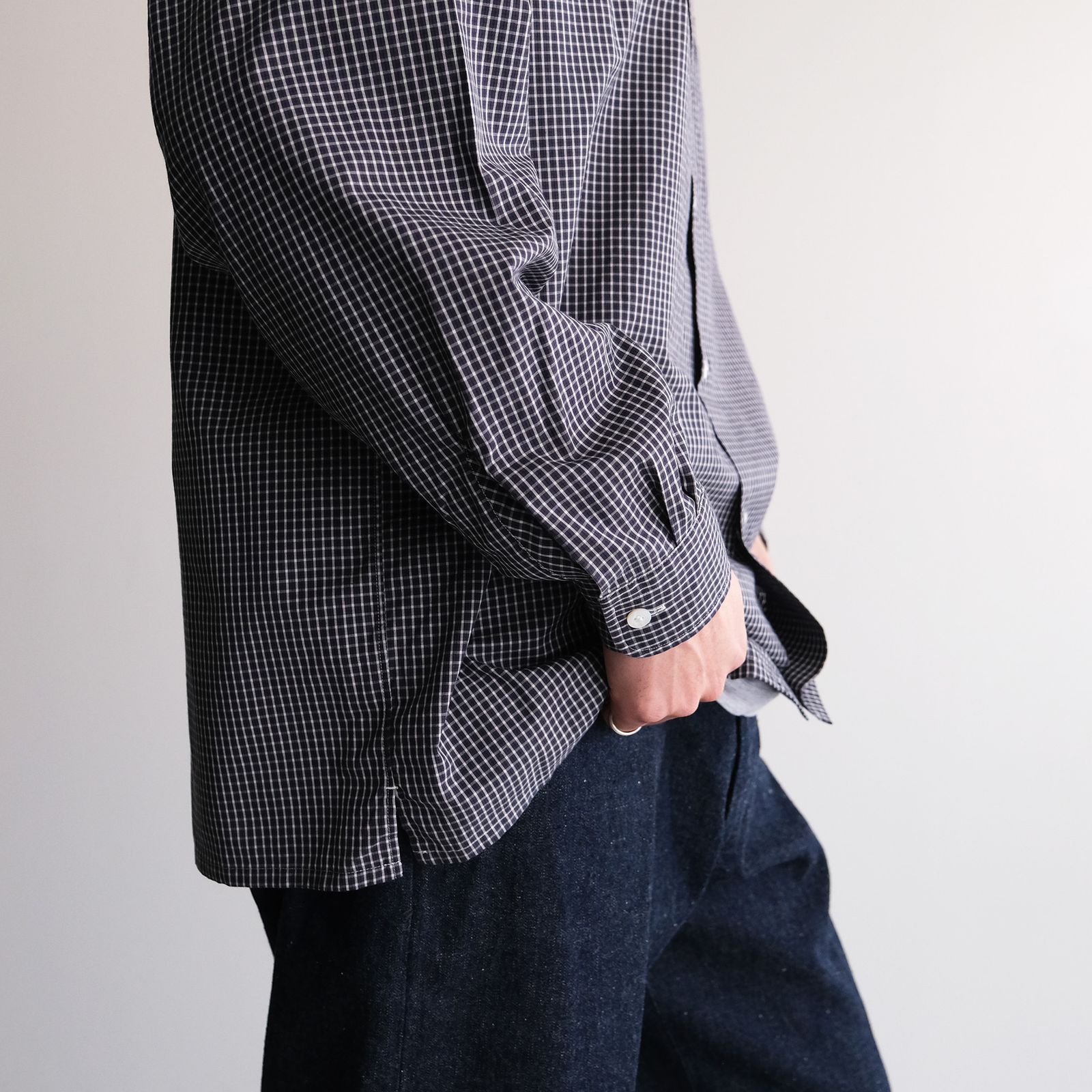 Check Open Collar Shirts -シャツ-（Blue Check / ブルーチェック）