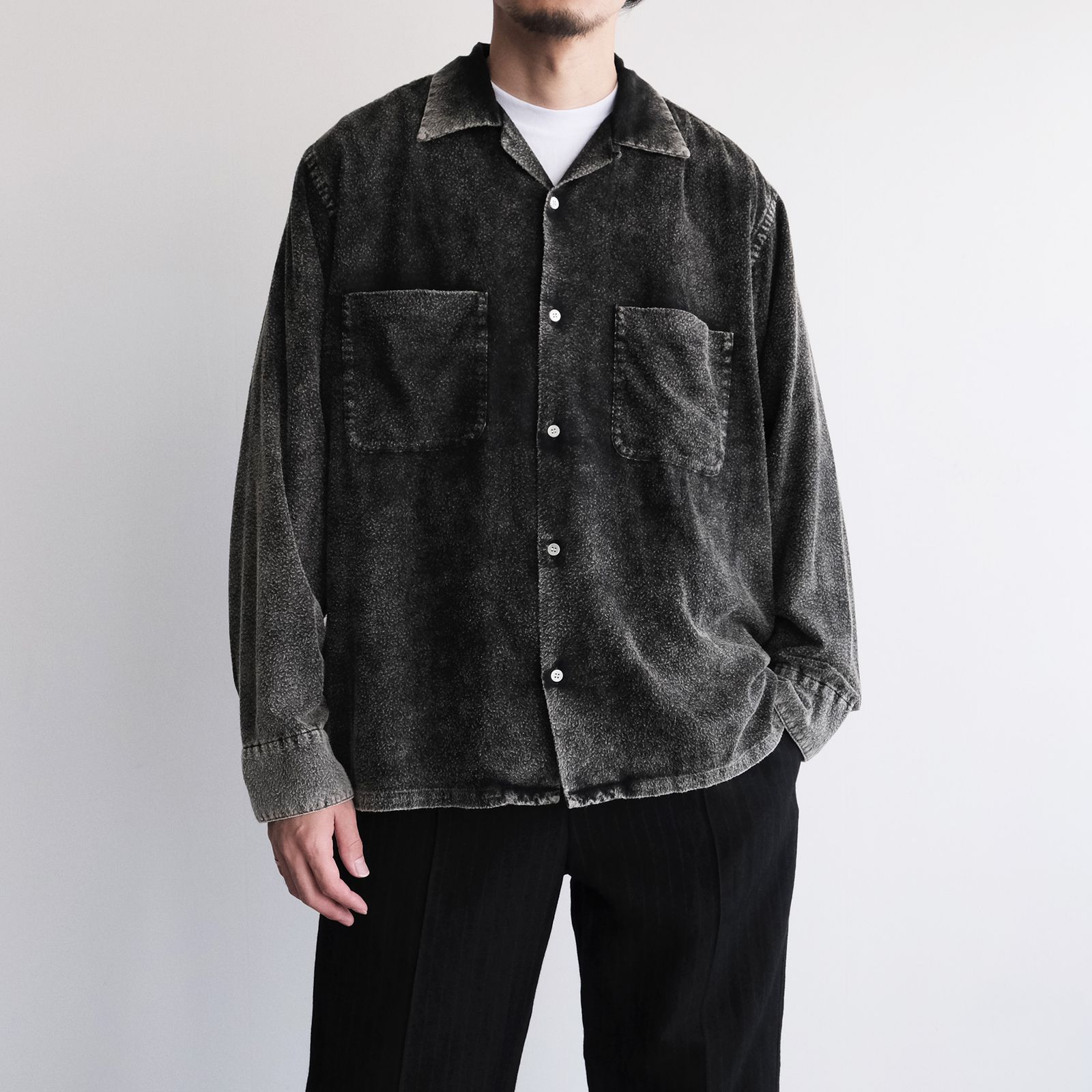 Hand Dye Flannel Shirt -シャツ-（Black / ブラック）