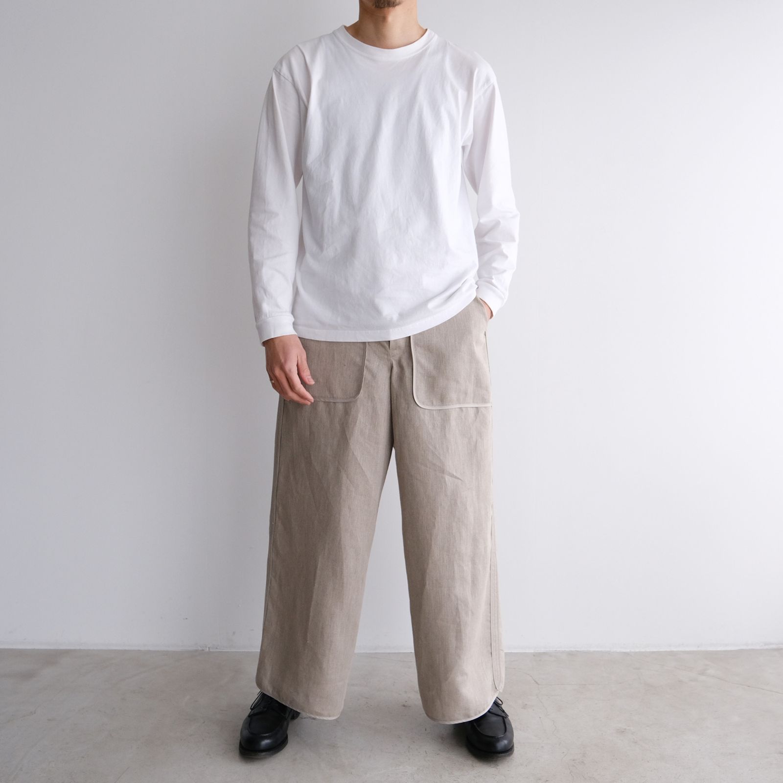 With Piping Linen Pants -パンツ-（Beige / ベージュ）