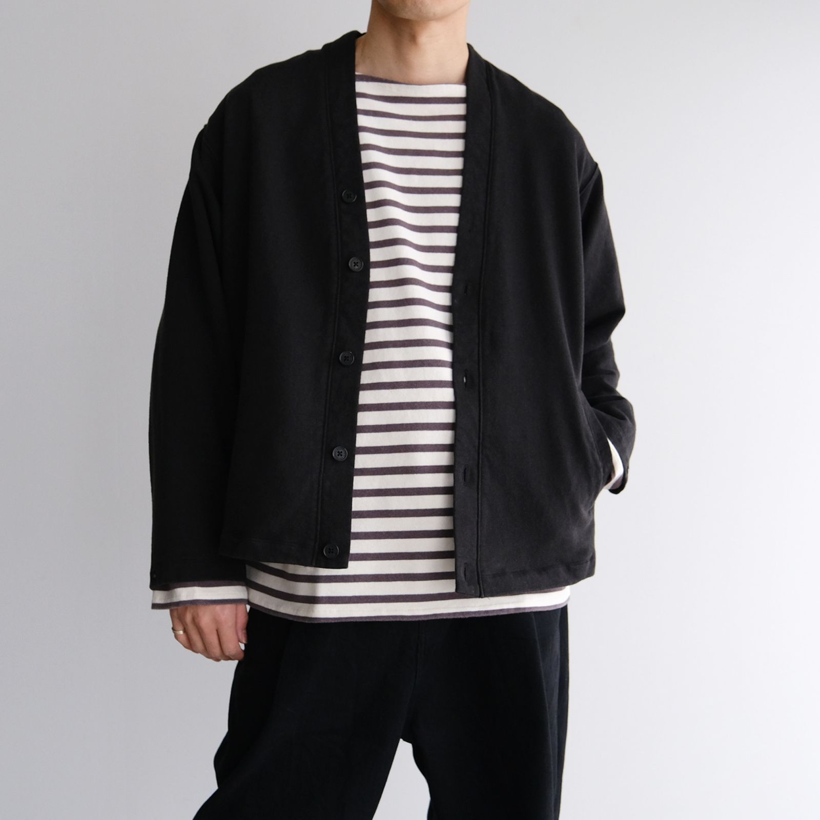 Long Sleeve Border Tee -Tシャツ-（Black / ブラック）