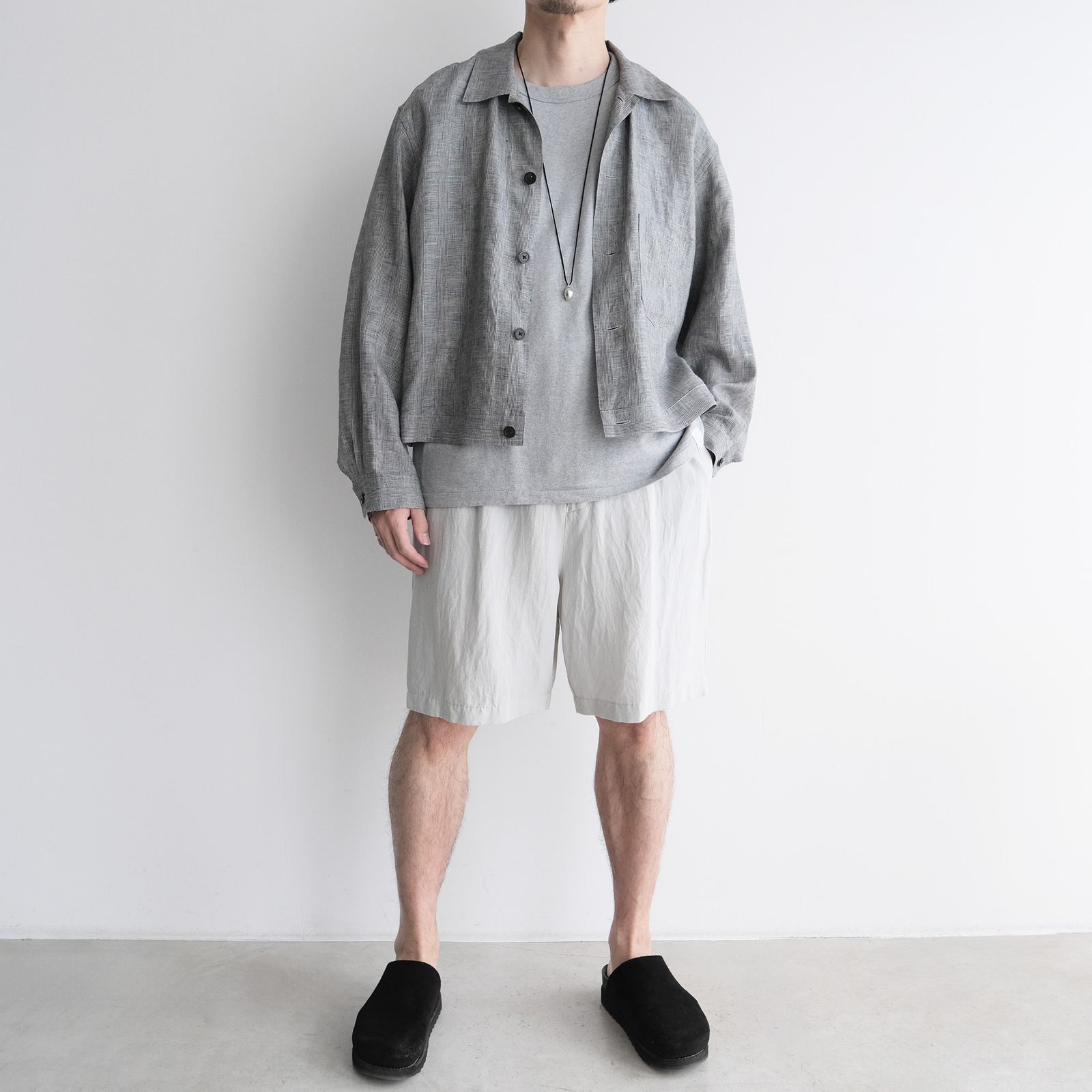 Cotton Linen Voile Loose Fit Shorts -パンツ-（Sax / サックス）