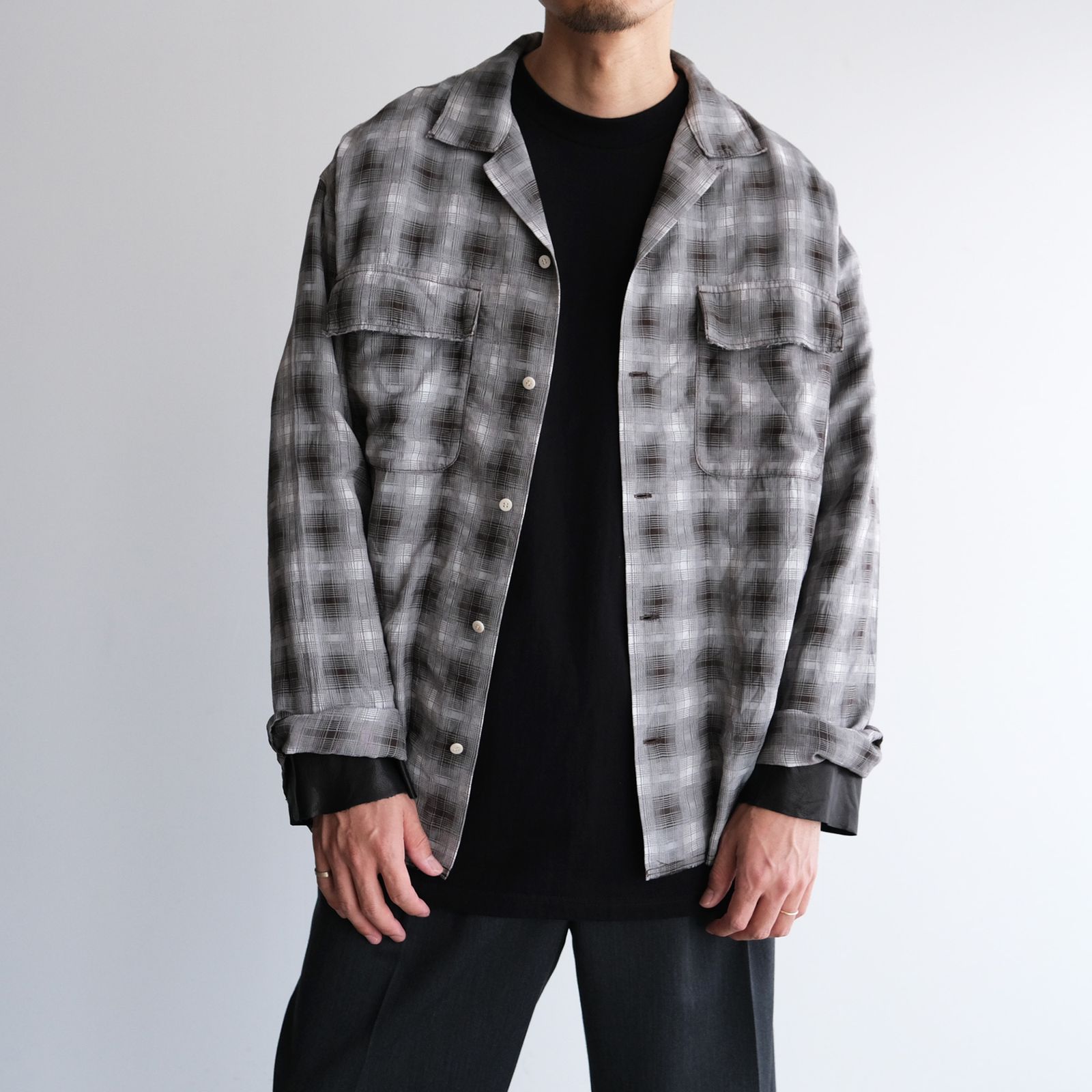 Washable Leather Sleeve：L/S T-Shirts -Tシャツ（Black / ブラック）