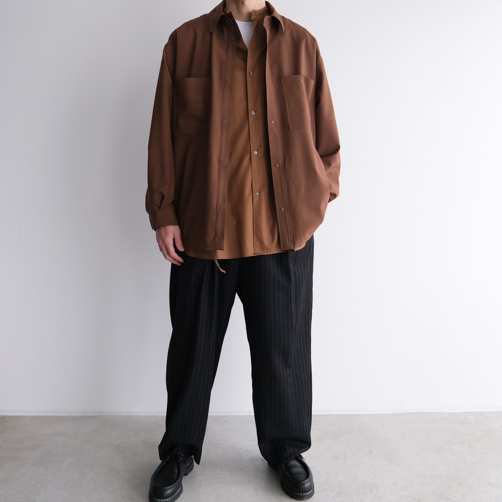 Graphpaper - Silocon Poplin Oversized Band Collar Shirt